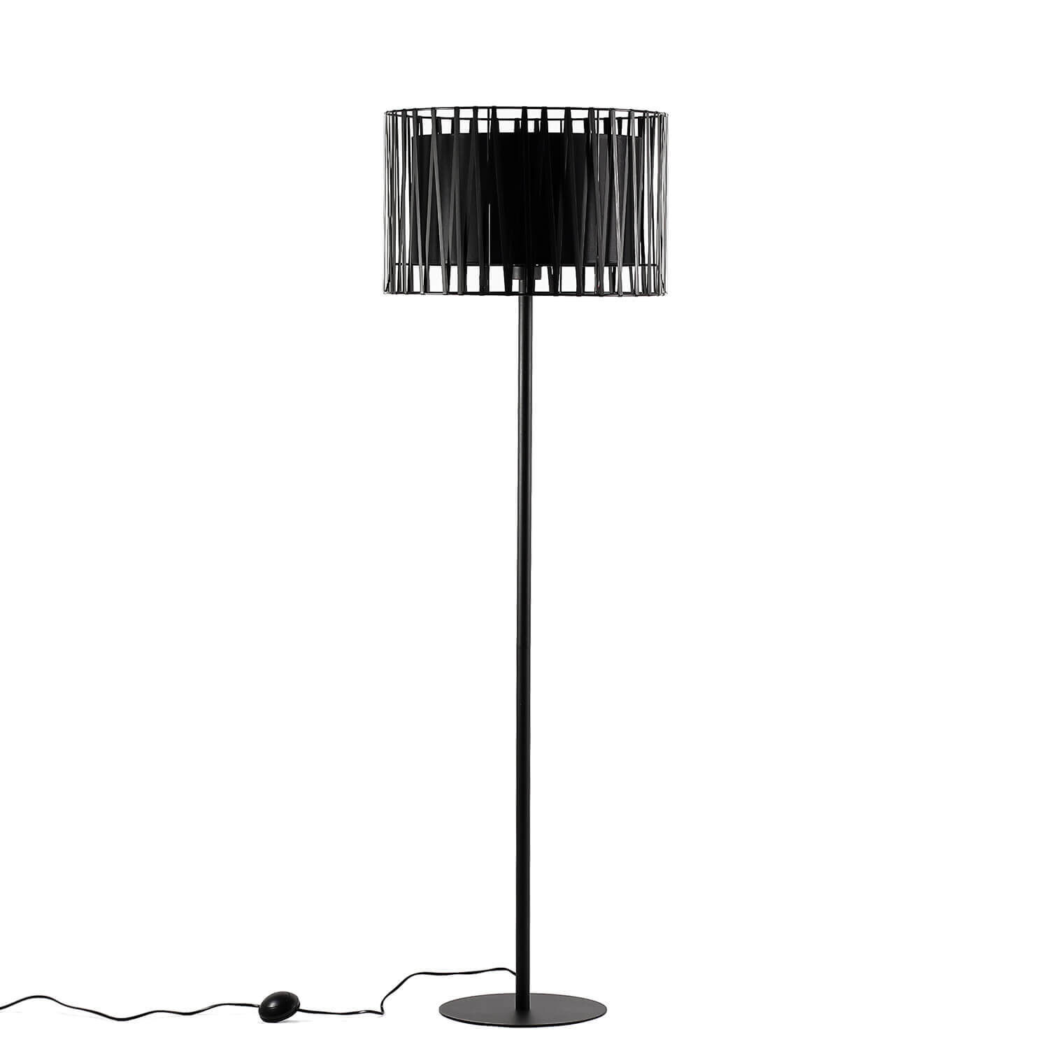 Lampadaire moderne noir métal rond 145 cm