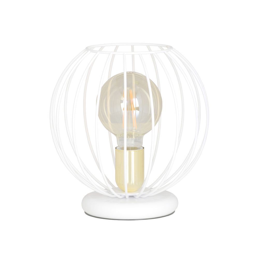Lampe de table Blanc Métal rond 24 cm de haut Boule Abat-jour E27