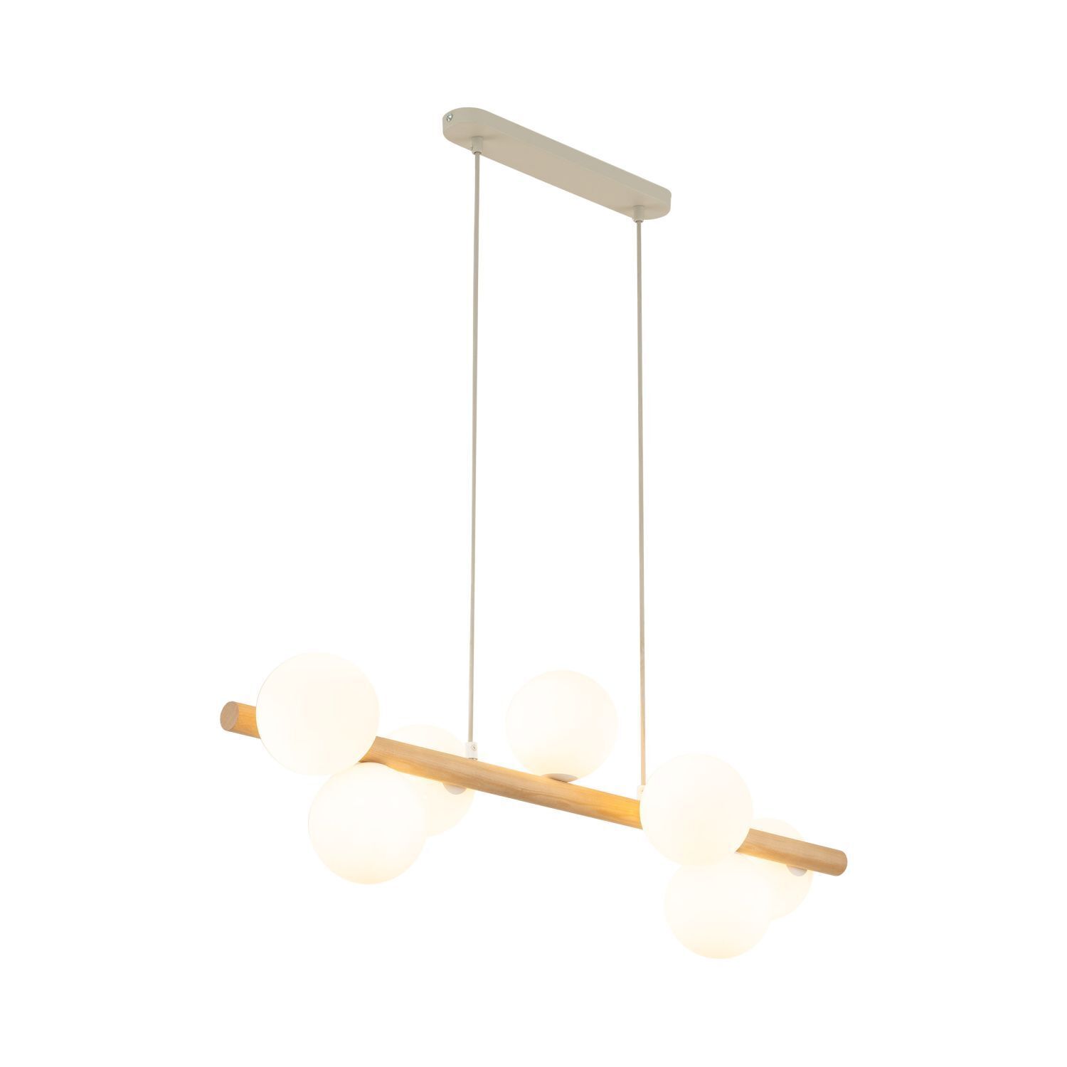 Lampe à suspendre bois métal verre L : 90 cm 7x G9 Moderne