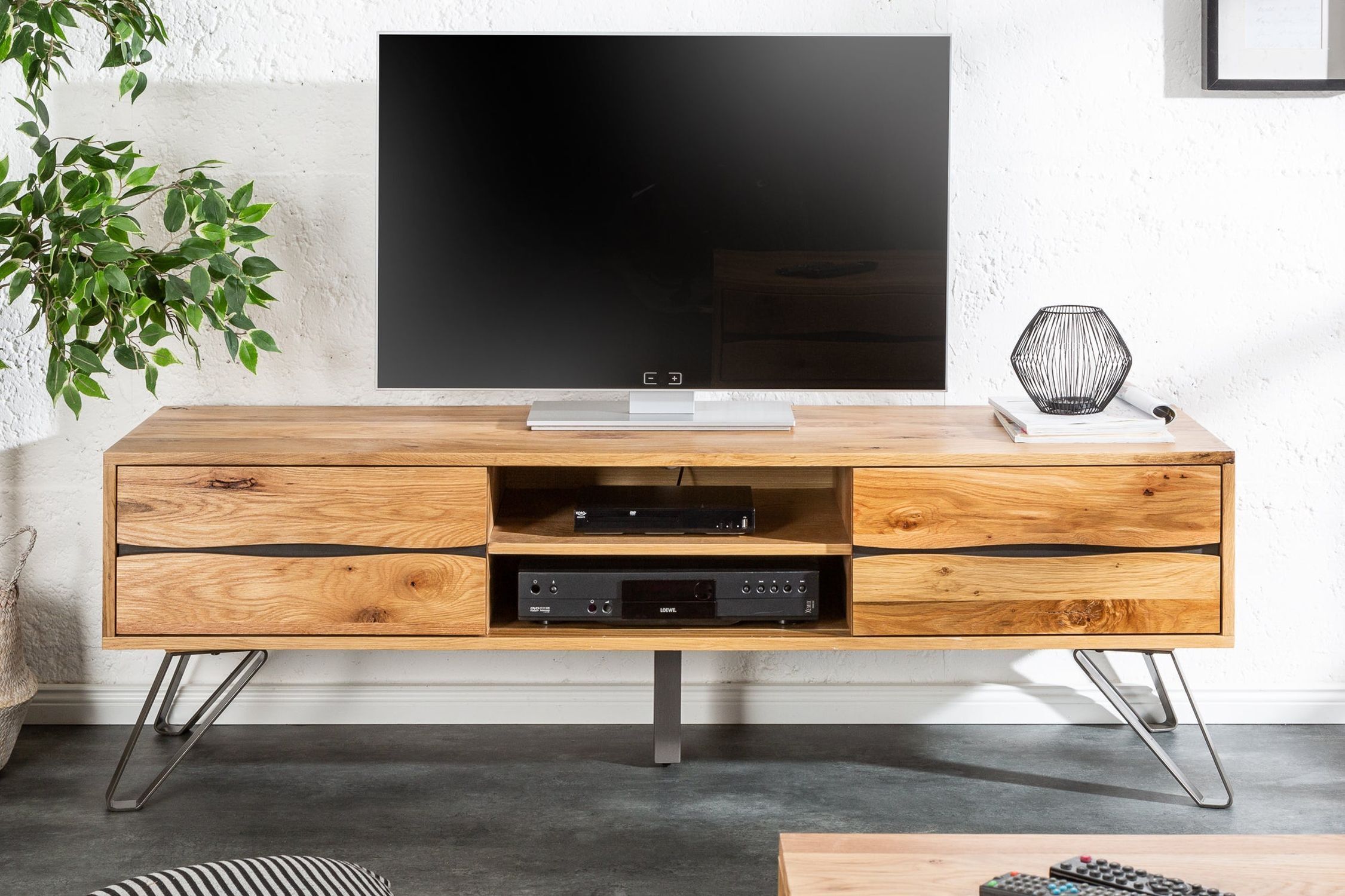 TV Lowboard bois largeur 160 cm Design industriel PATRICIA TV Lowboard bois largeur 160 cm Design industriel PATRICIA