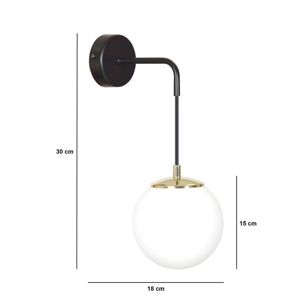Applique en verre Boule Abat-jour Noir Blanc Moderne E27