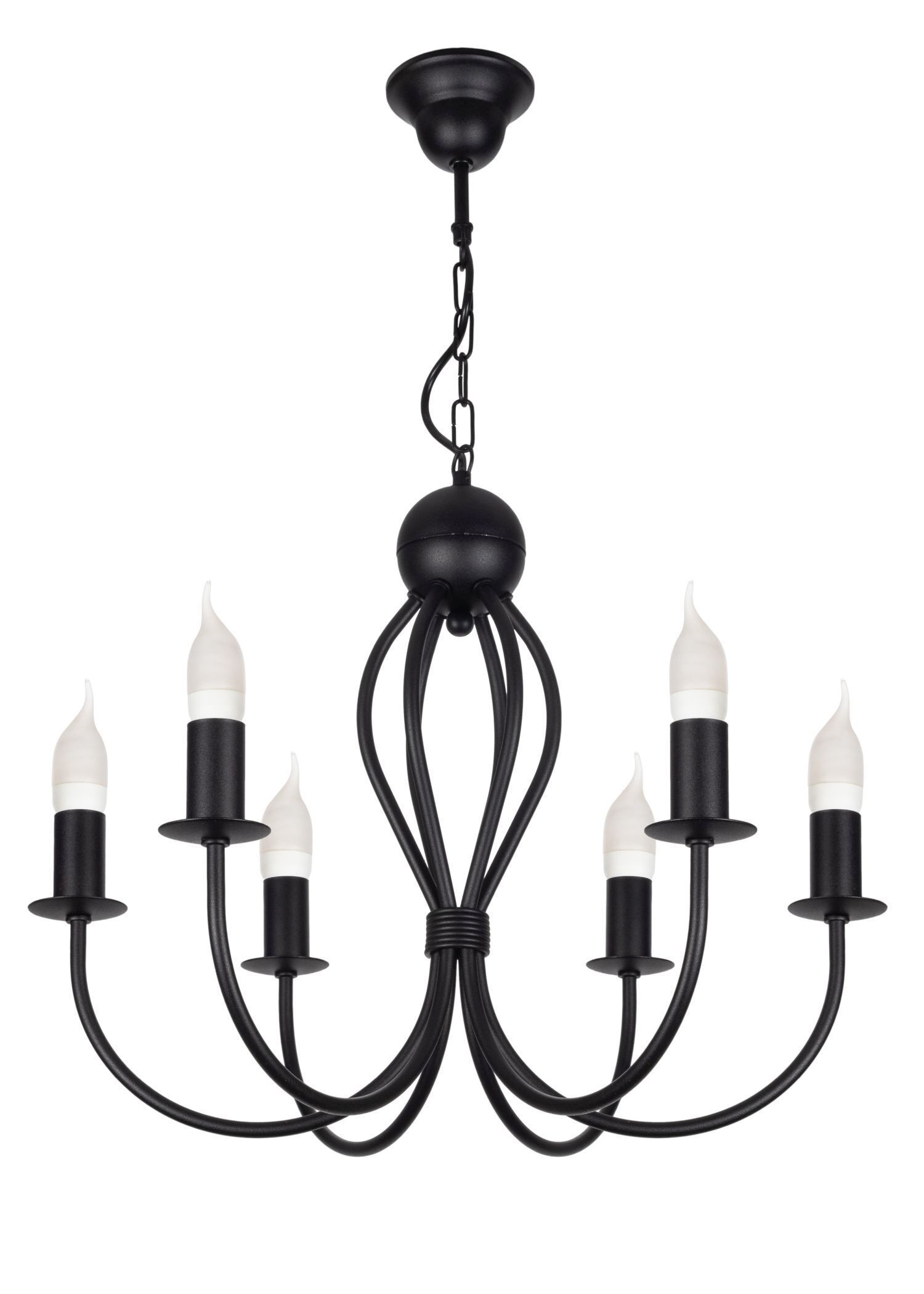 Lustre noir métal 6 flammes E14 Classique