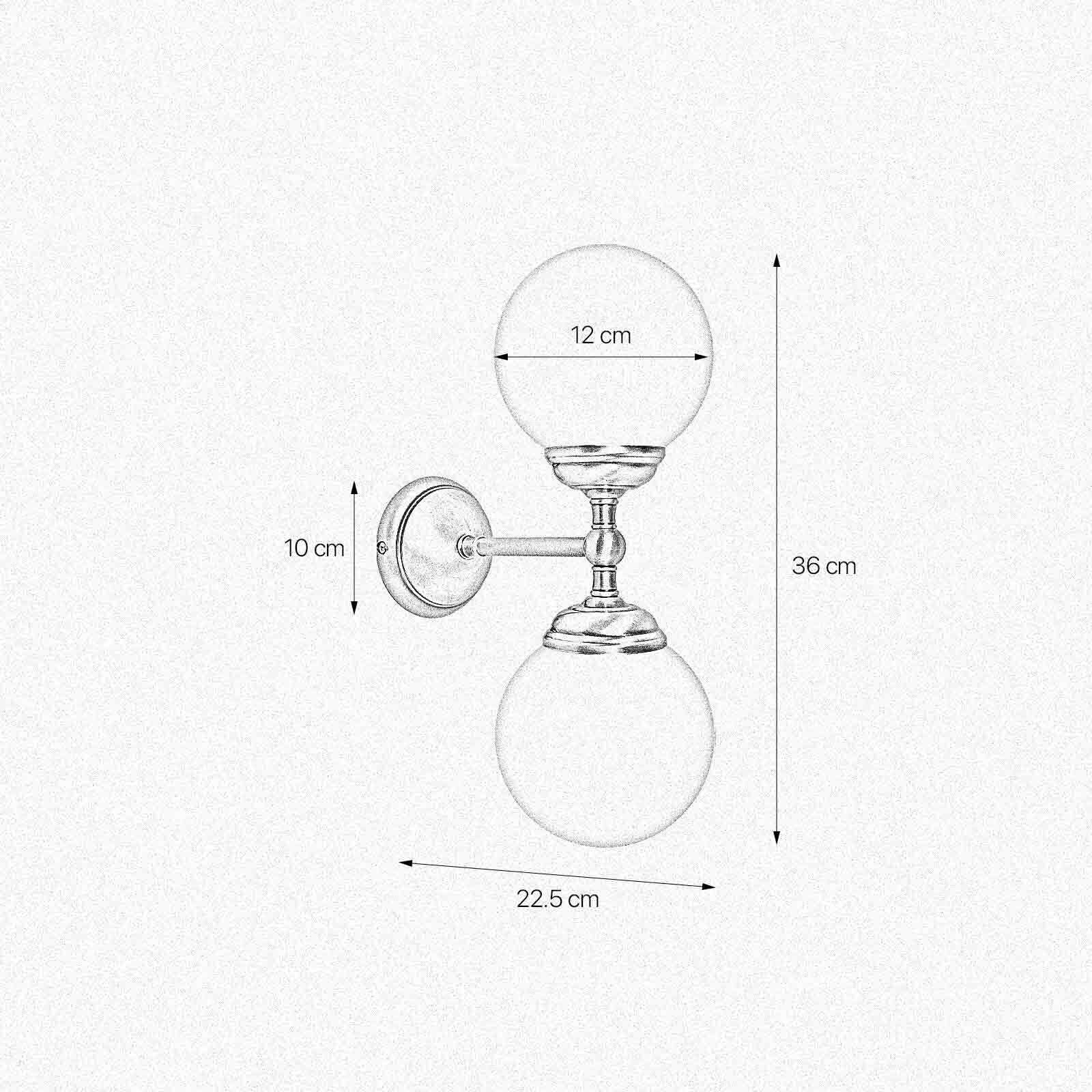 Applique salle de bain H : 36 c, 2 flammes E14 verre laiton