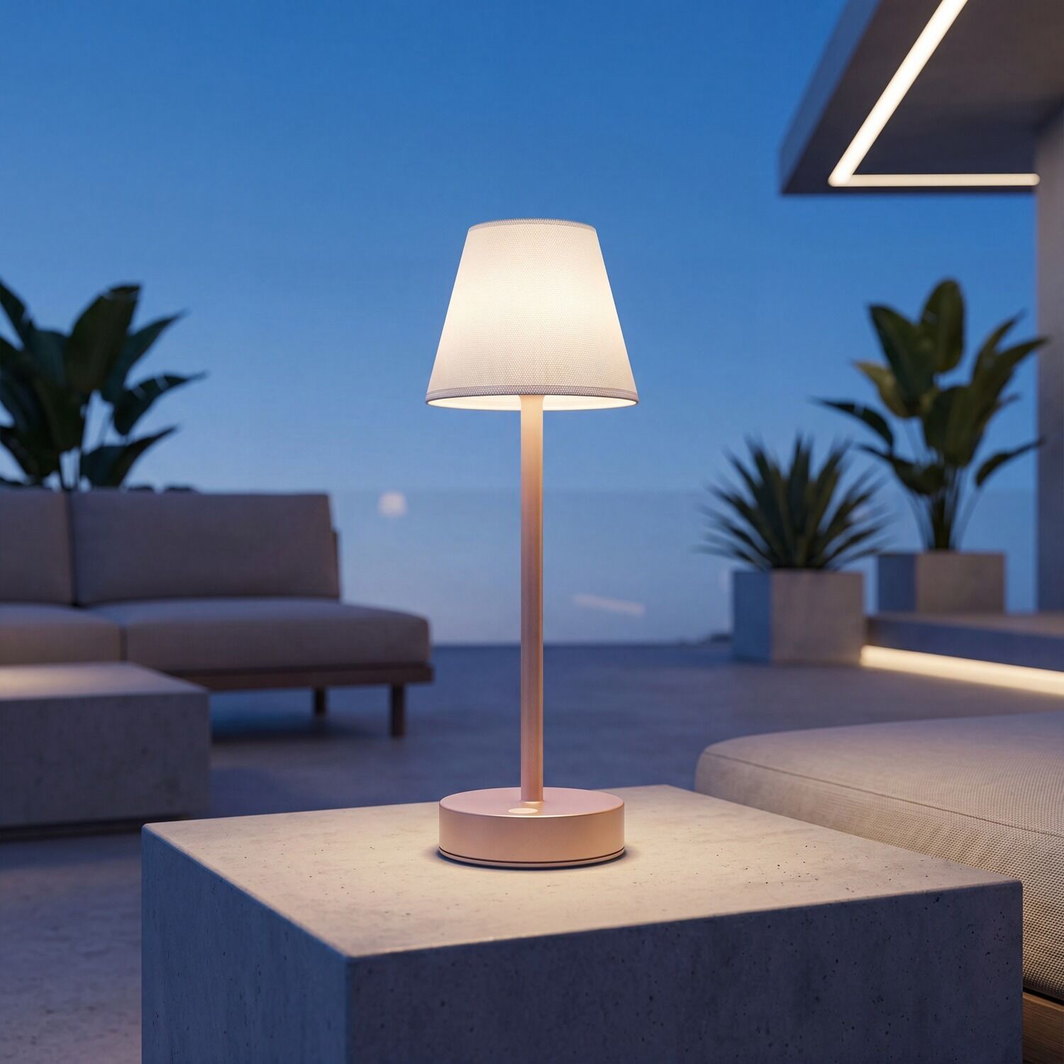 Lampe de table LED portable Touch Dimmer 32cm IP44 en laiton blanc