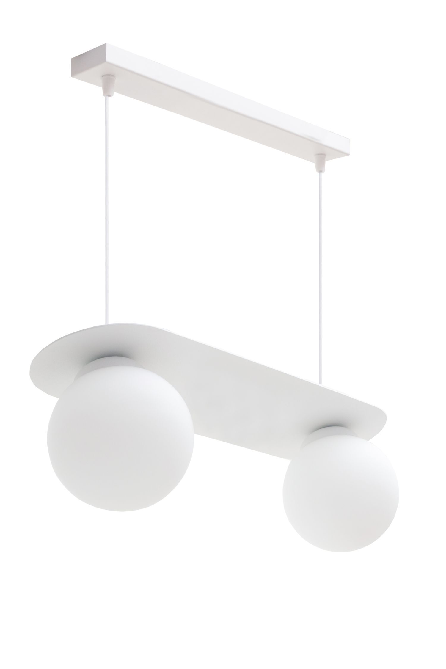 Lampe à suspendre 2 flammes boules de verre blanc 50 cm E27 anti-éblouissement