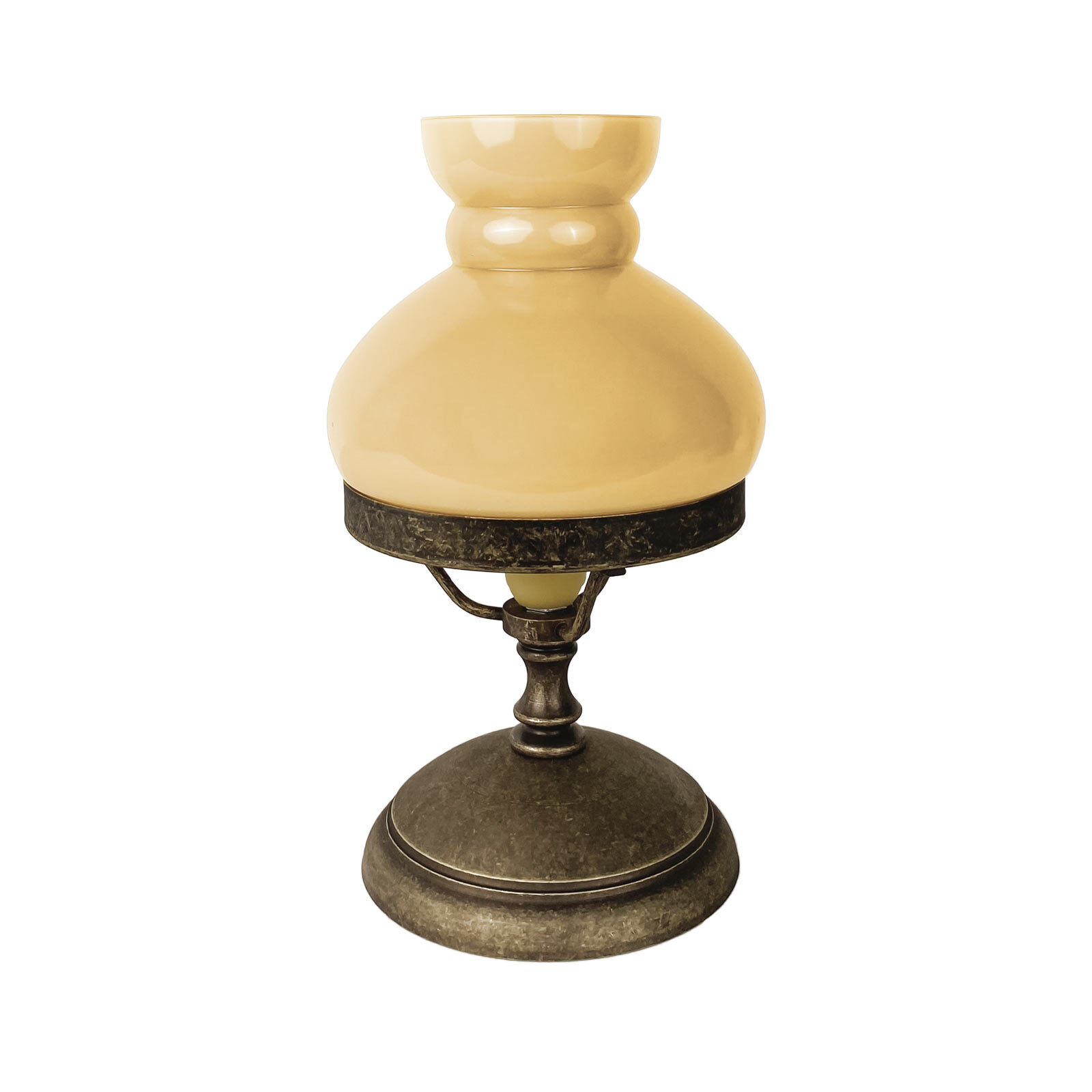 Lampe de table verre laiton 23,5 cm en bronze crème antique E14