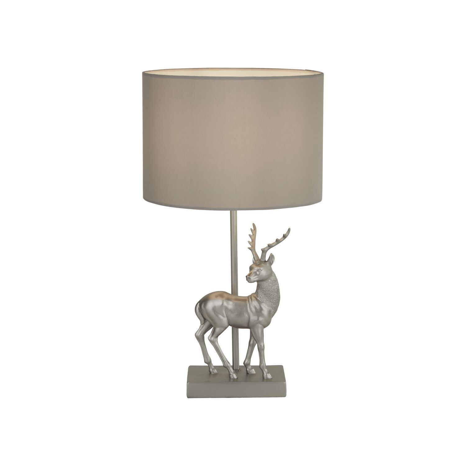 Lampe de table Gris H : 42,5 cm Tissu Résine Cerf E27