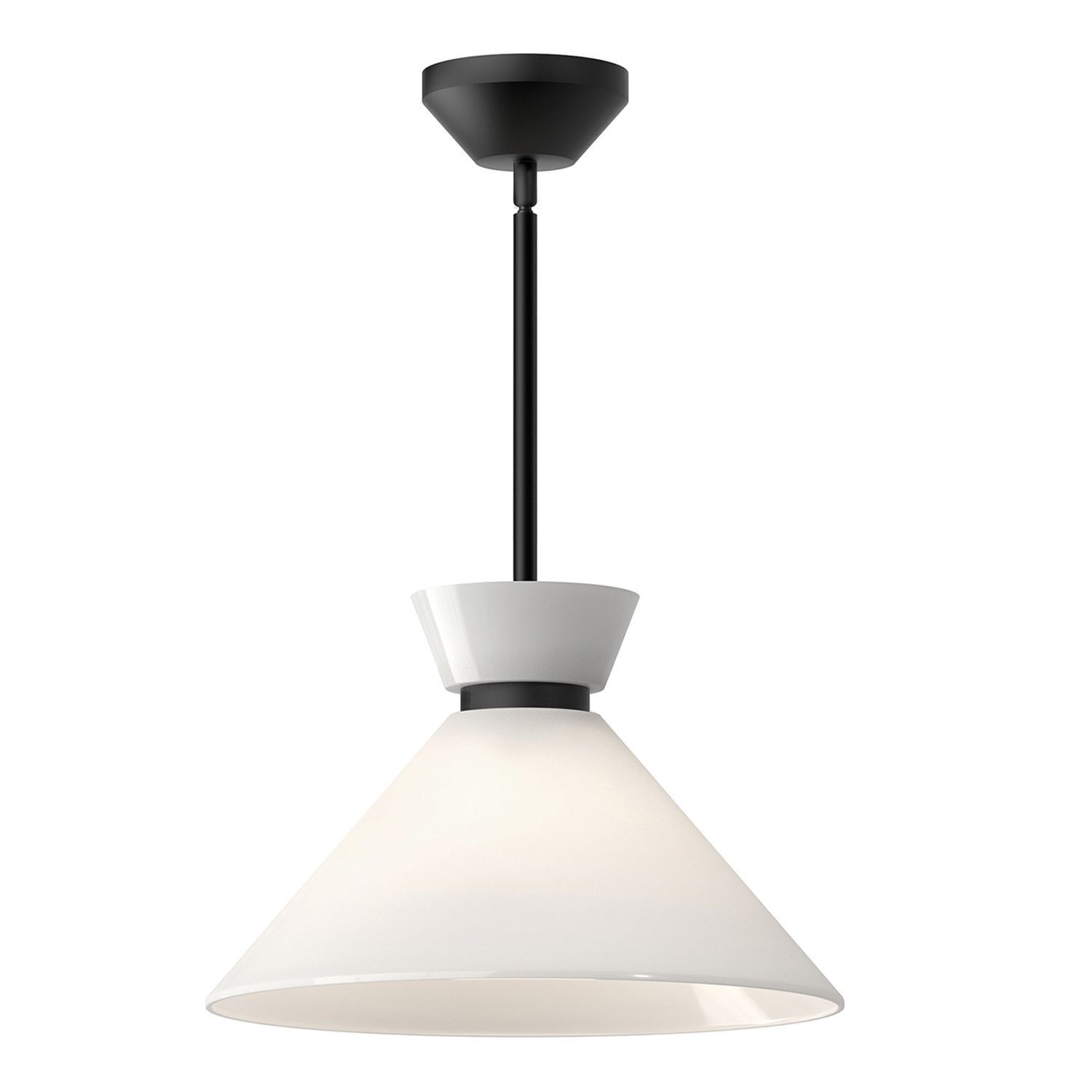 Suspension métal verre D : 35,8 cm rond noir blanc Lampe