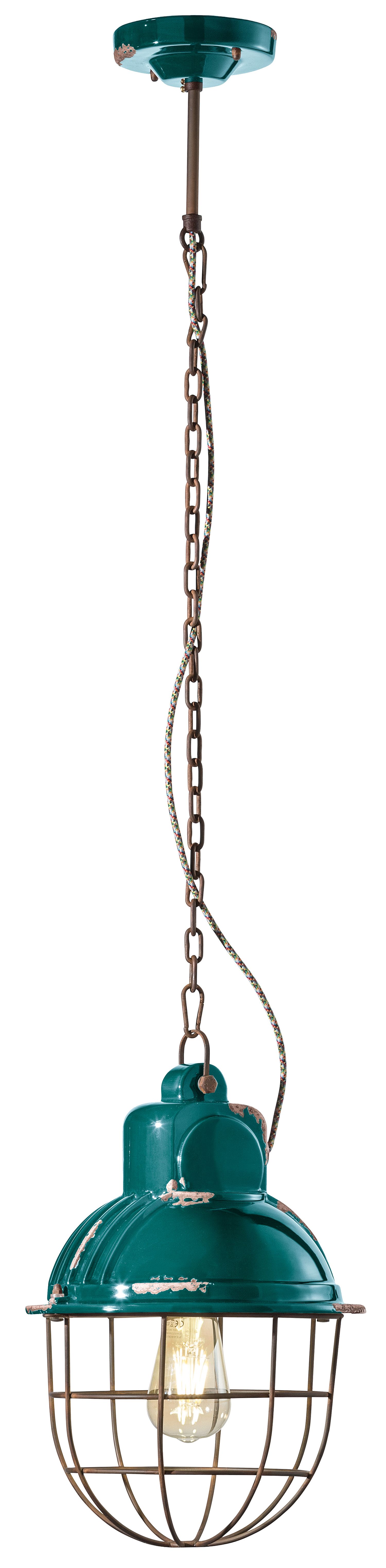Suspension métal céramique E27 Ø 26 cm rond ELENA