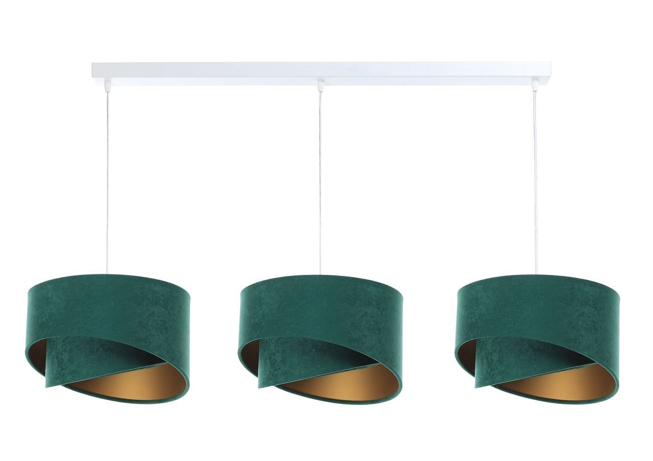 Lampe à suspendre 3 flammes vert or E27 tissu aspect velours