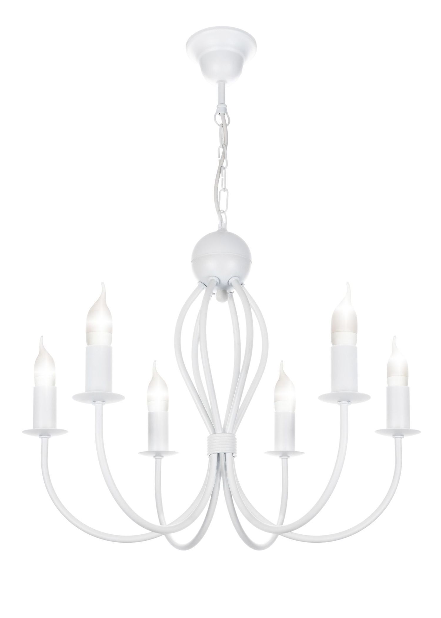 Lustre blanc métal 6 flammes E14 Classique