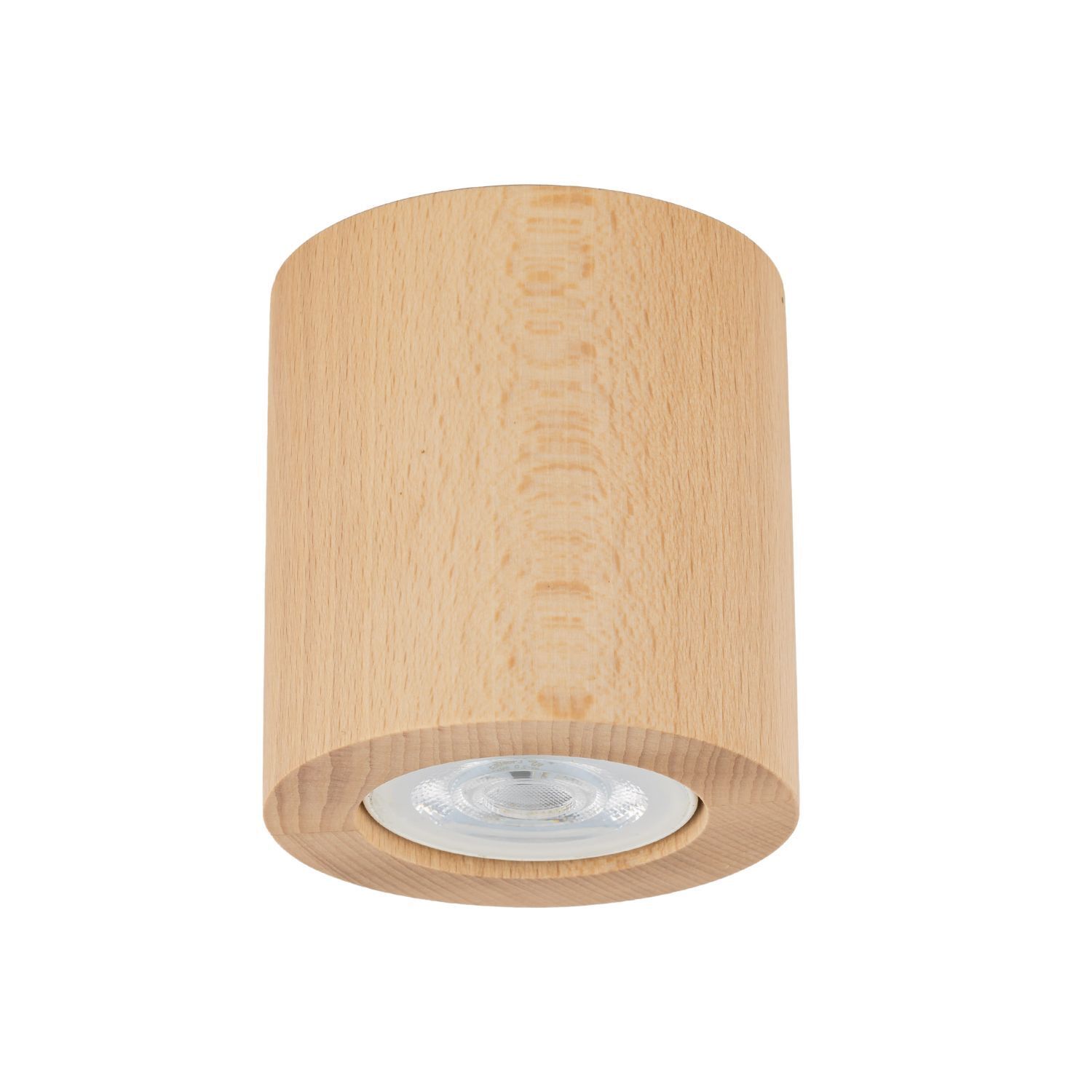 Spot de plafond en bois GU10 Ø 8 cm rond H : 8,5 cm en hêtre Deckenleuchte