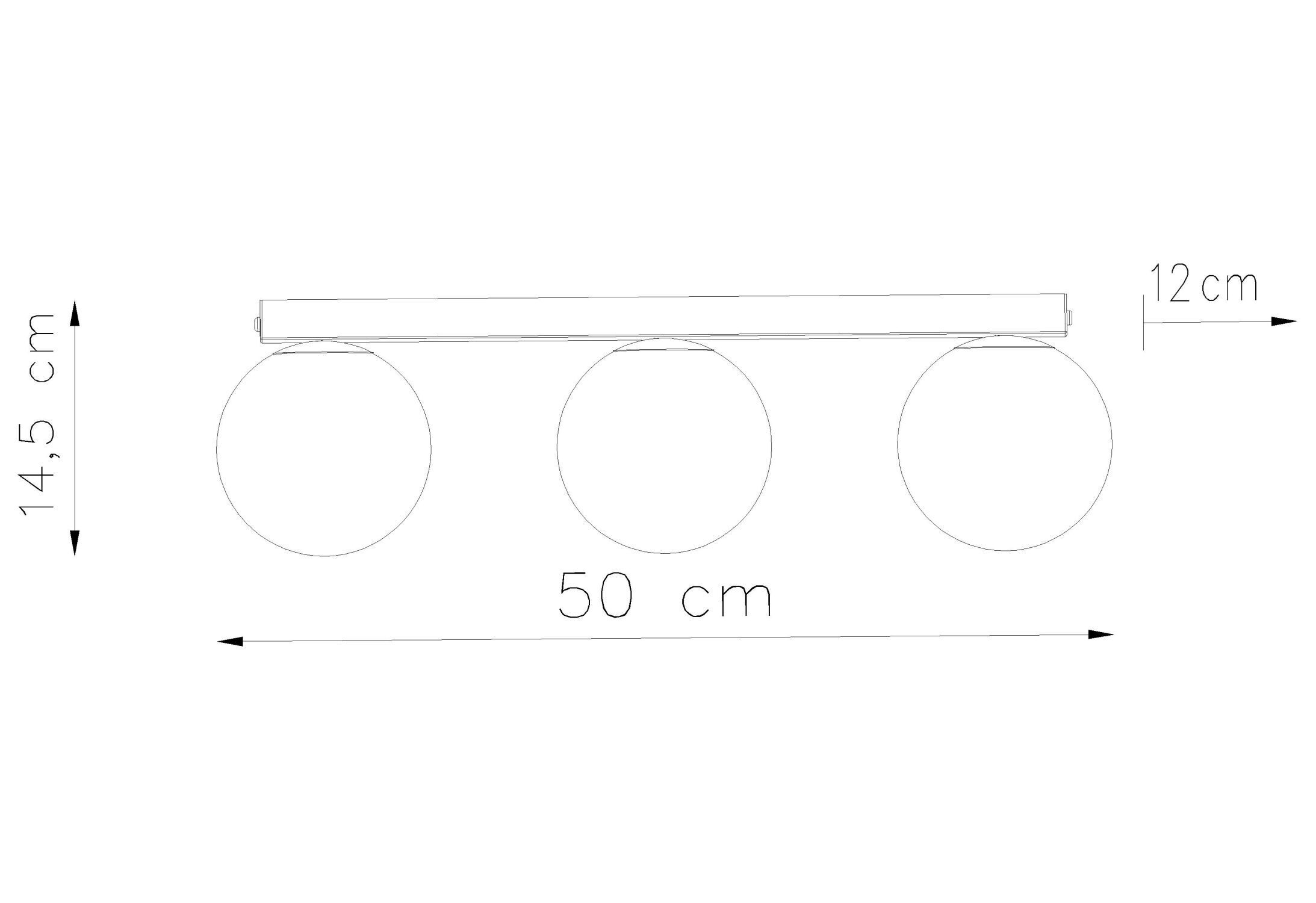 Plafonnier blanc 50 cm de long verre métal 3 flammes G9