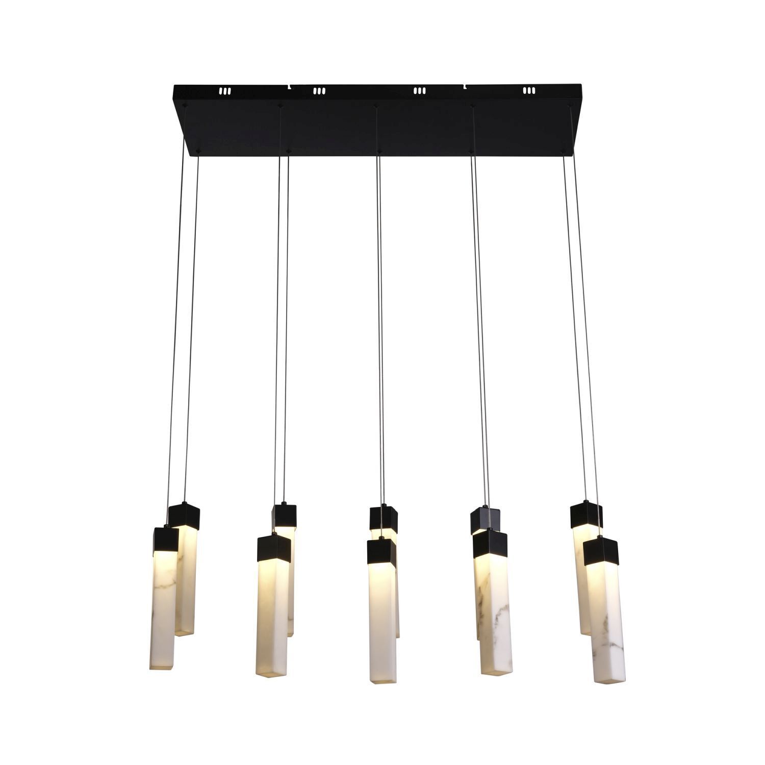 Suspension LED acier résine 1012 lm en marbre noir