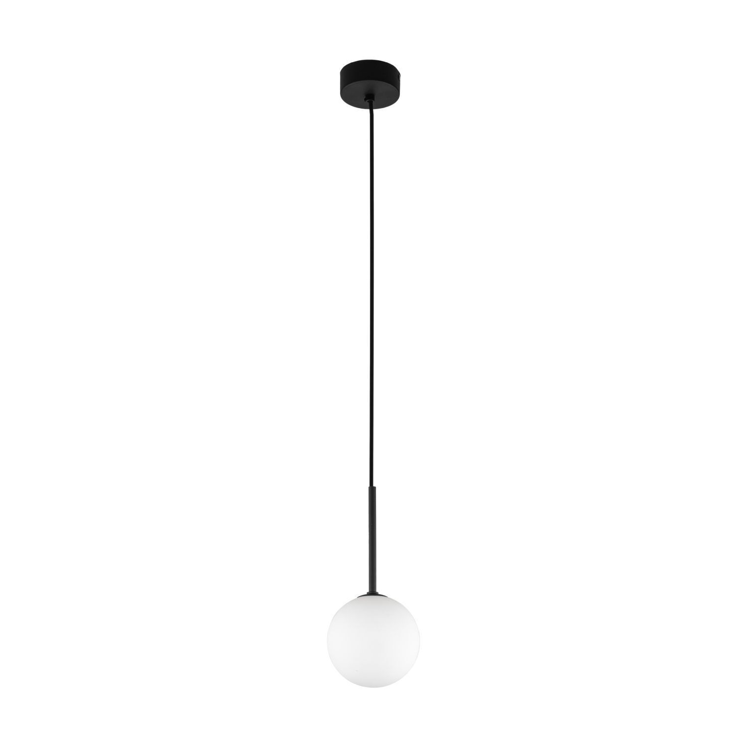 Lampe à suspendre Boule Ø 12 cm H : max. 160 cm Noir Blanc G9 Verre
