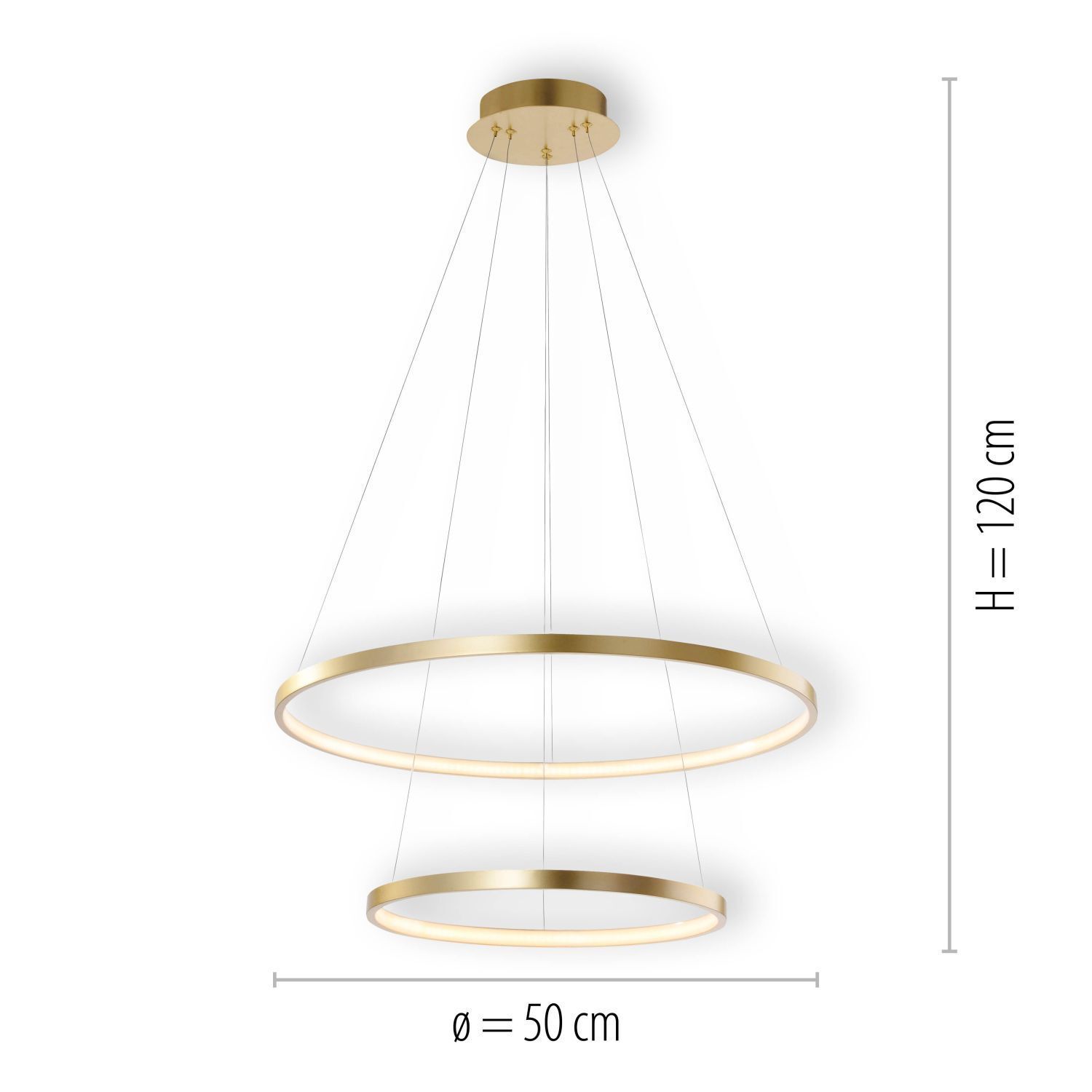 Suspension LED anneaux en métal doré Ø50 cm 3000 K