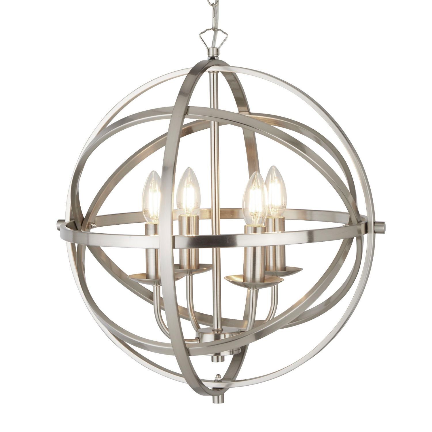 Lampe à suspendre argent mat Ø 45 cm rond pour 4x E14 métal