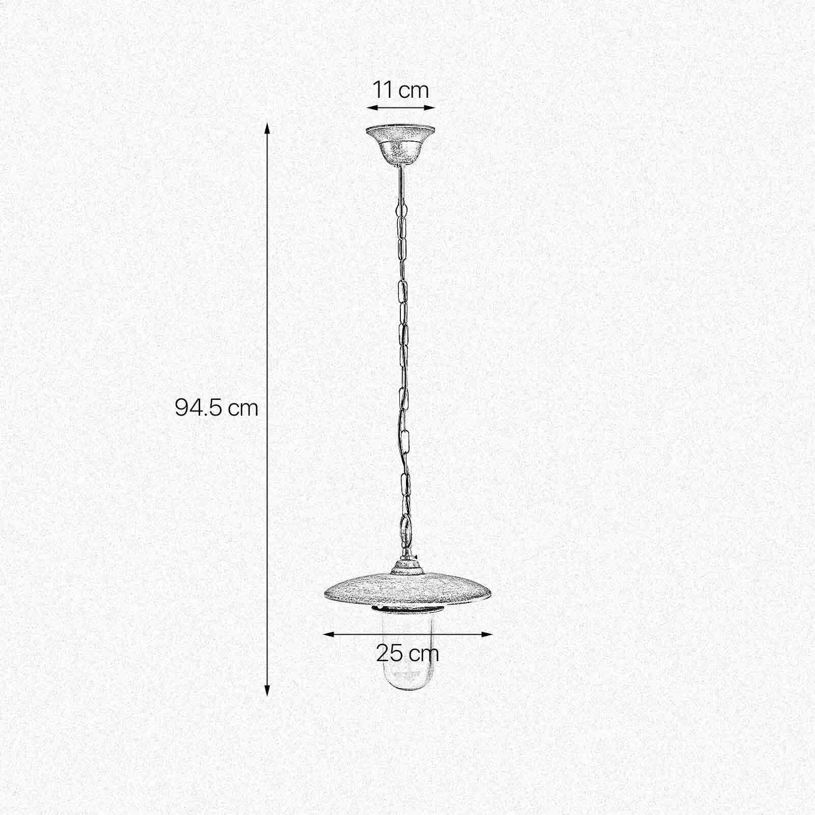 Suspension extérieure IP44 laiton verre E27 Ø 25 cm