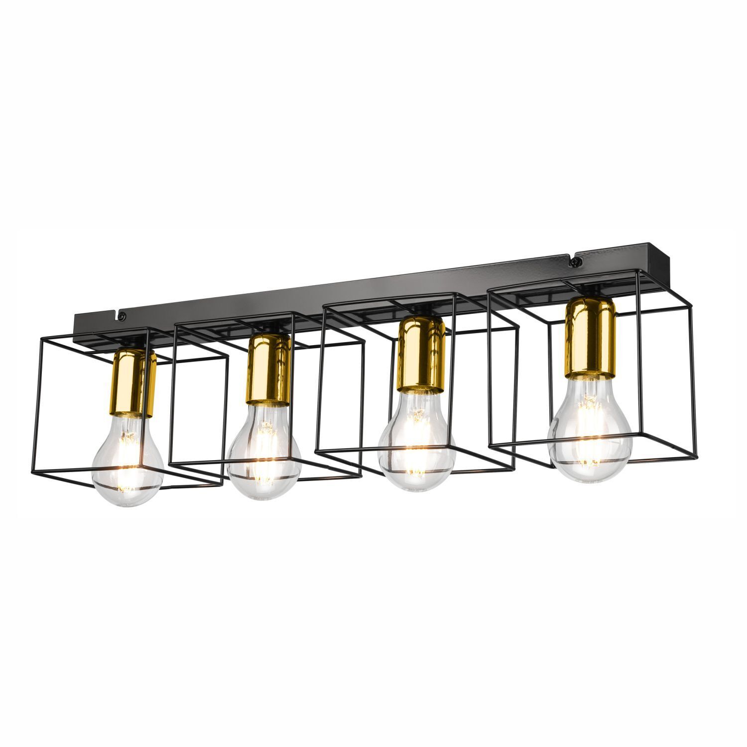 Plafonnier noir or 61 cm de long métal 4-flamme E27