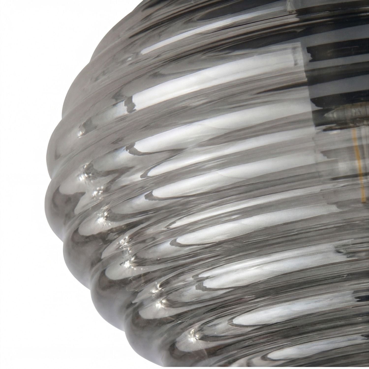 Deckenlampe Rauchglas Metall Schwarz E27 45 cm blendarm spira, Glühbirne, Glühdraht, Metall, Edison-Label