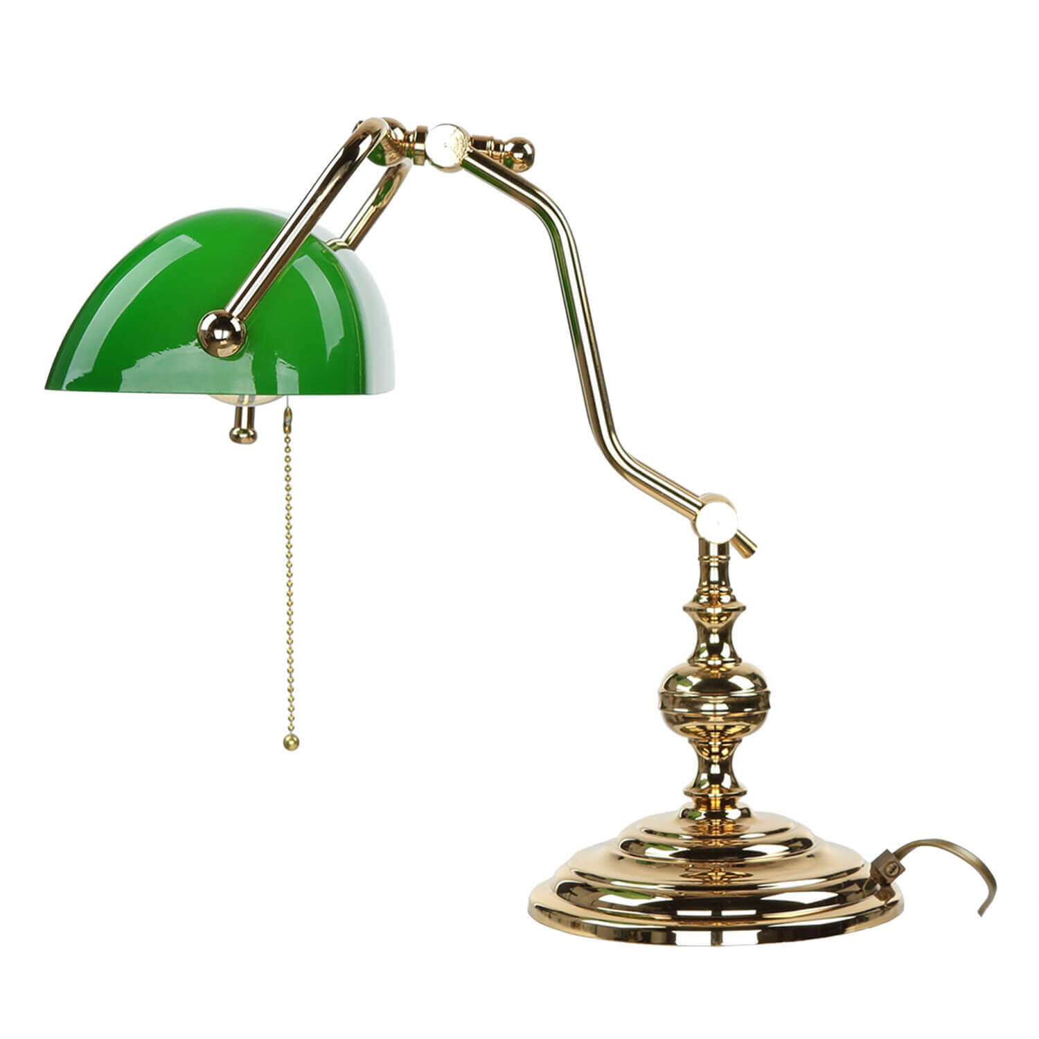 Lampe de banquier courbe Art Nouveau Plaqué or 24 carats