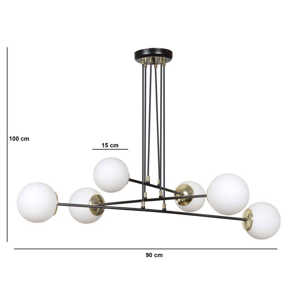 Lampe à suspendre noire réglable en verre 6x E27 Lampe à suspendre