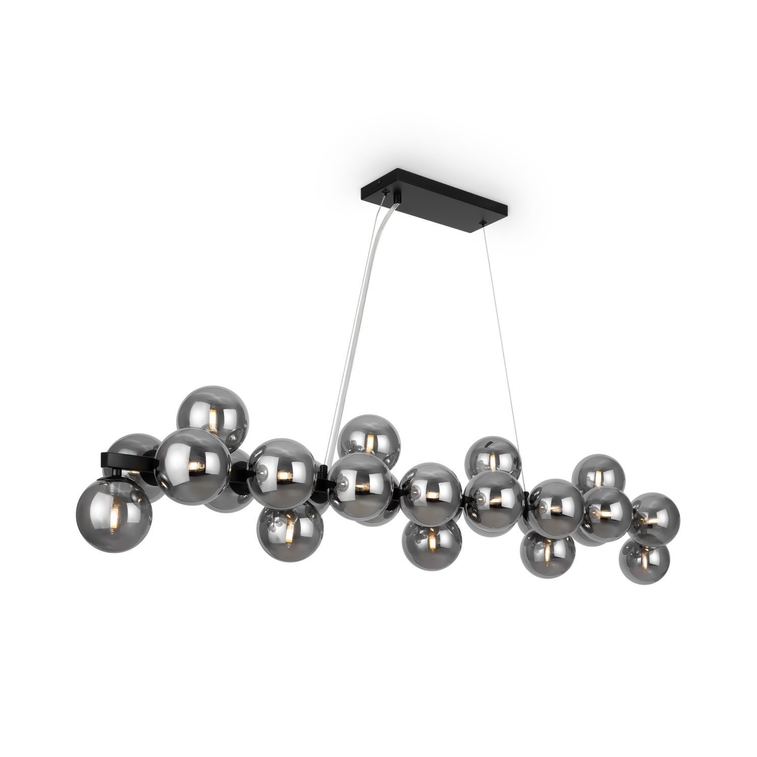 Suspension verre fumé métal G9 H : max. 133,9 cm Leuchter, Lampe, Deckenleuchte