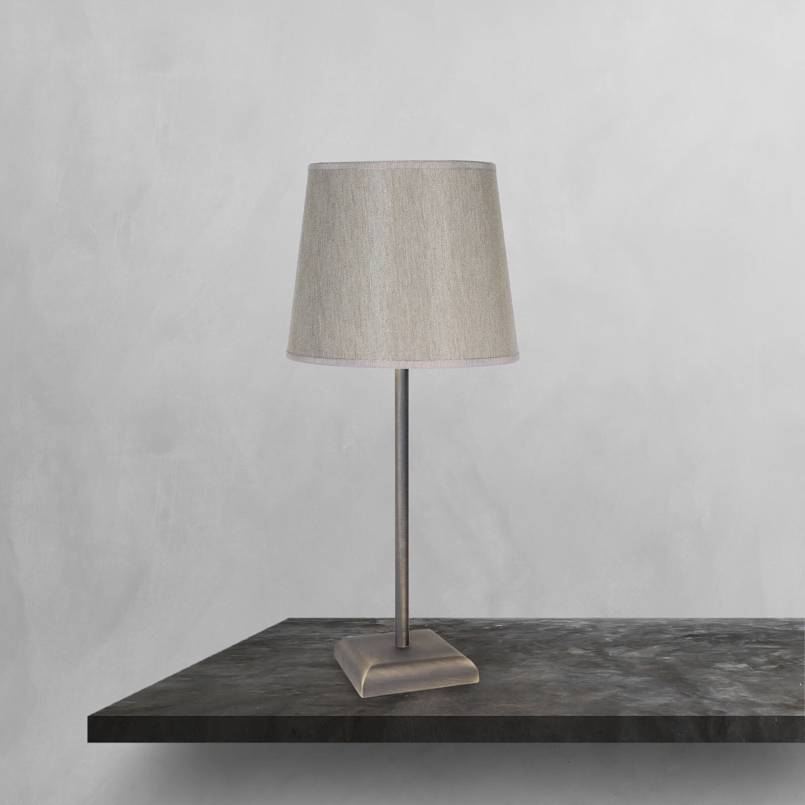 Lampe de table en bronze mat beige E27 45 cm laiton tissu