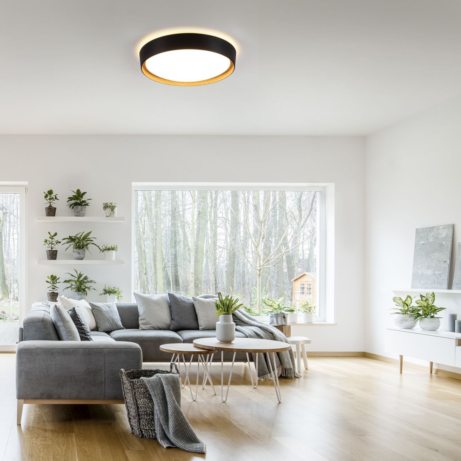 Plafonnier LED Noir Naturel Ø40 cm 3400 lm dimmable