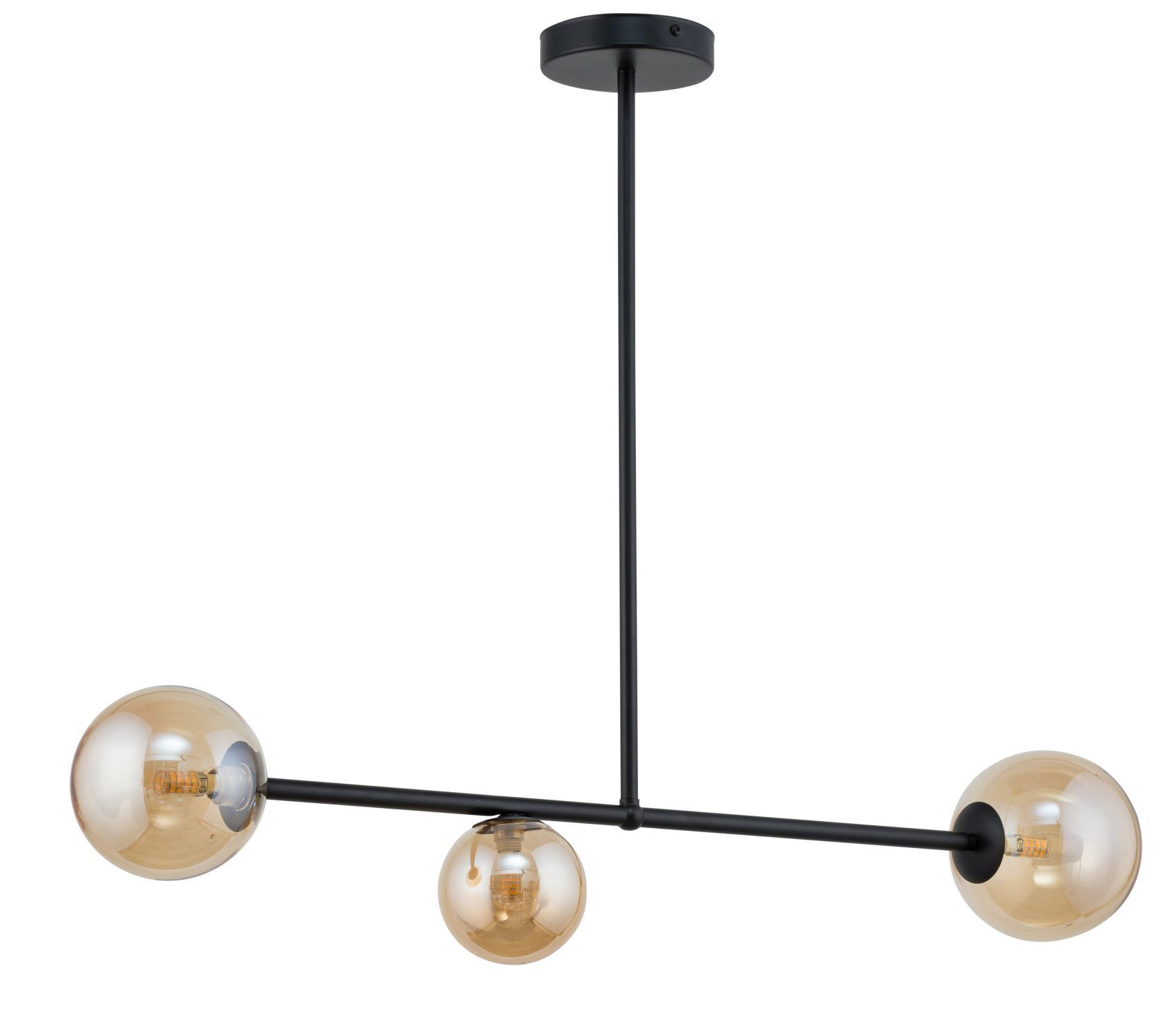 Plafonnier boules métal verre ambre G9 3 flammes
