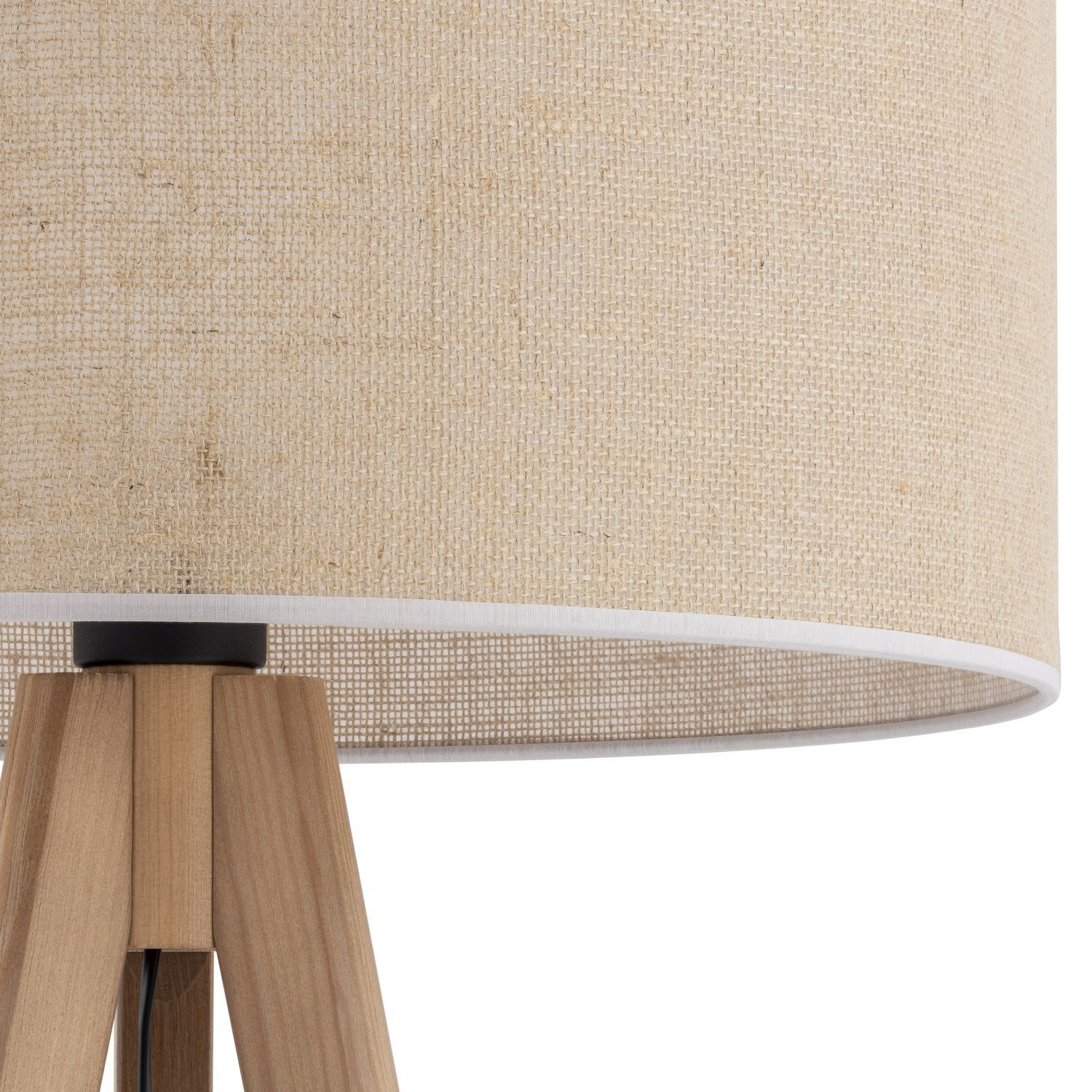 Lampadaire Trépied 145 cm Bois Tissu E27 Scandinave