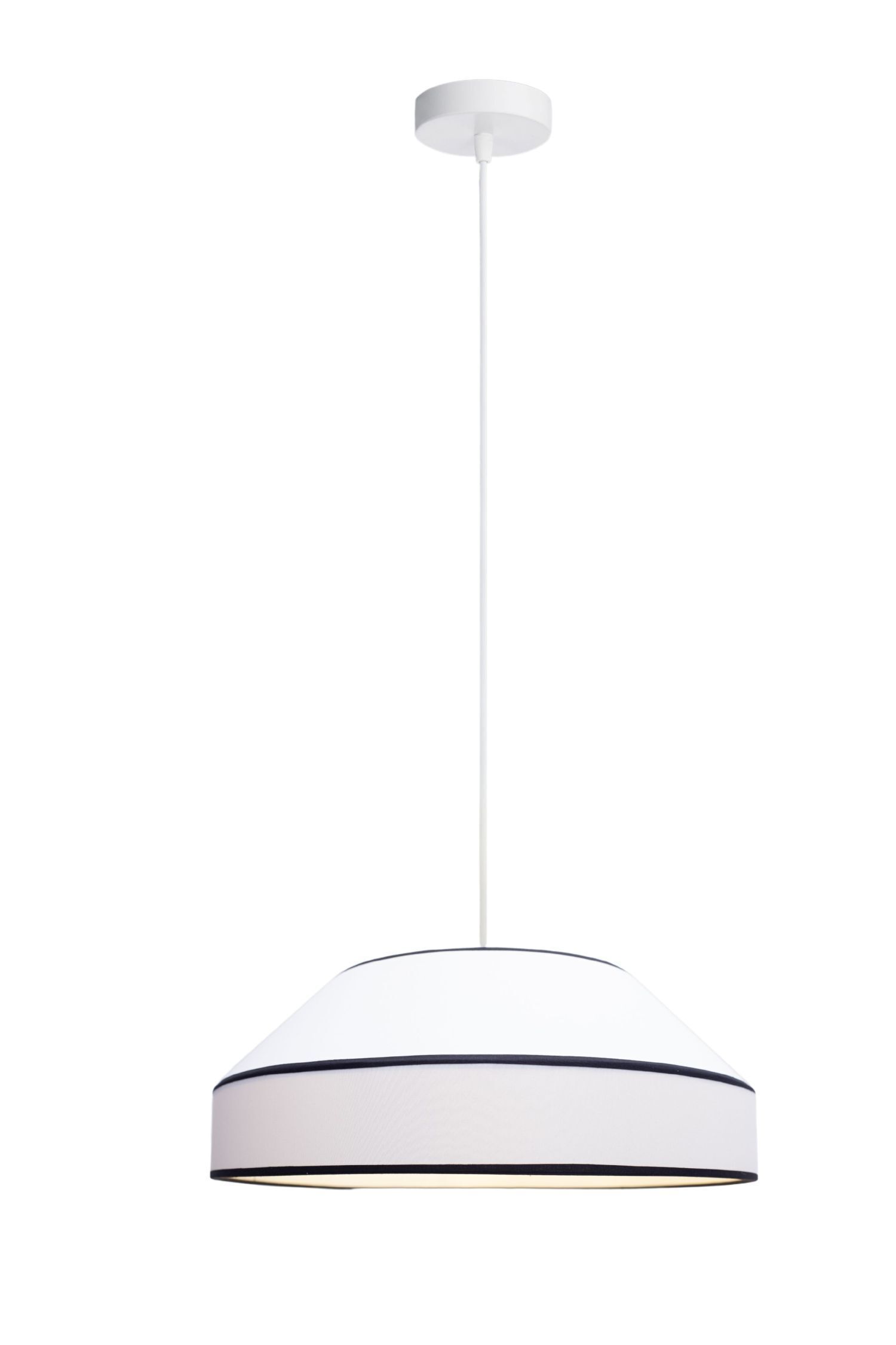 Suspension ronde en coton blanc E27 L:45 cm