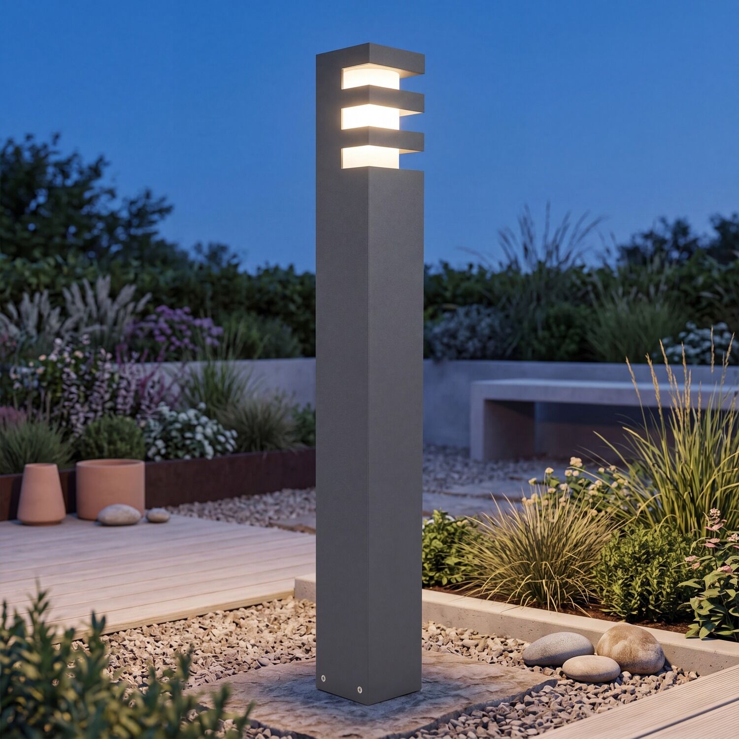 Lampe d'allée moderne anthracite 75cm IP54 E27