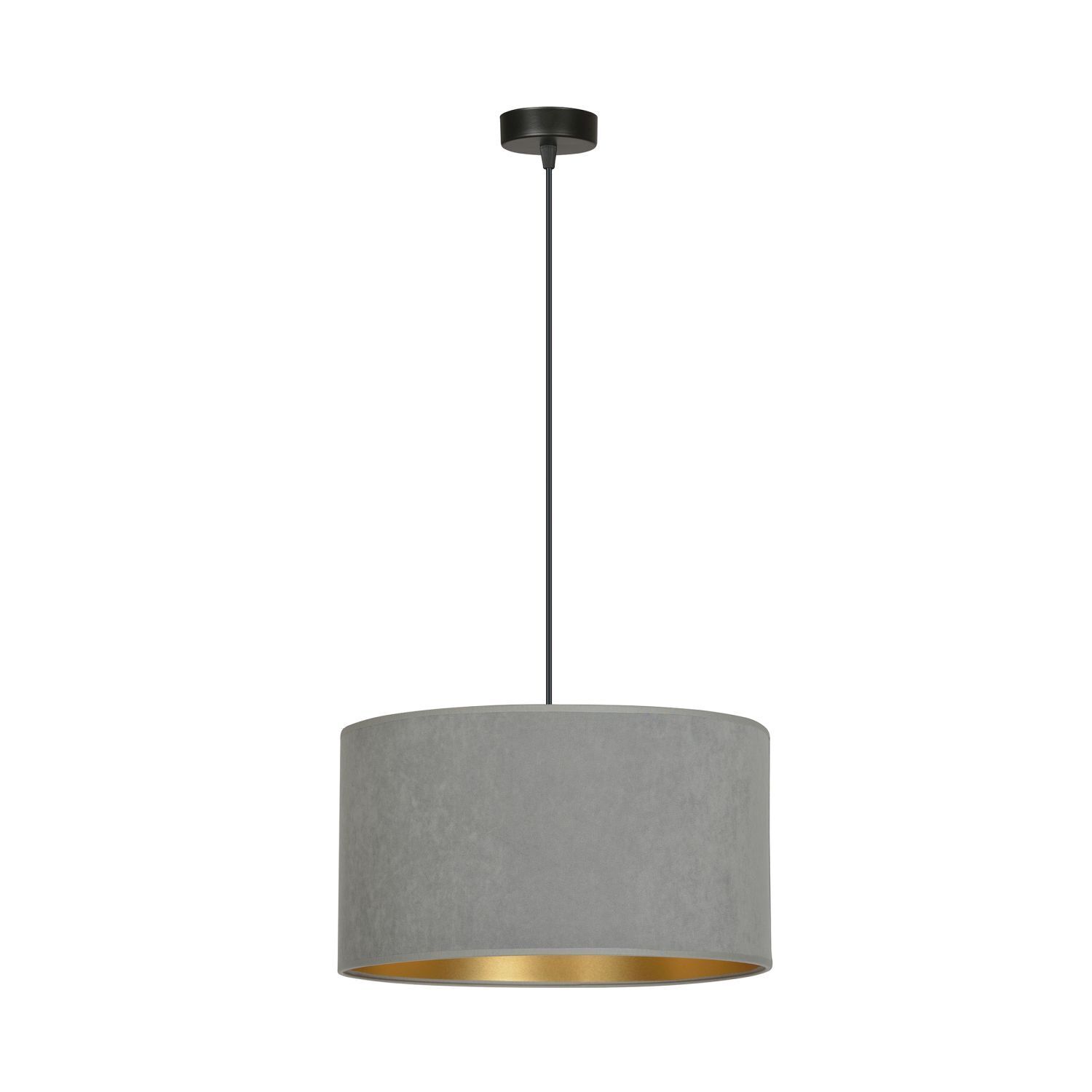 Lampe à suspendre tissu Ø 35 cm rond Moderne Noir Gris Or E27