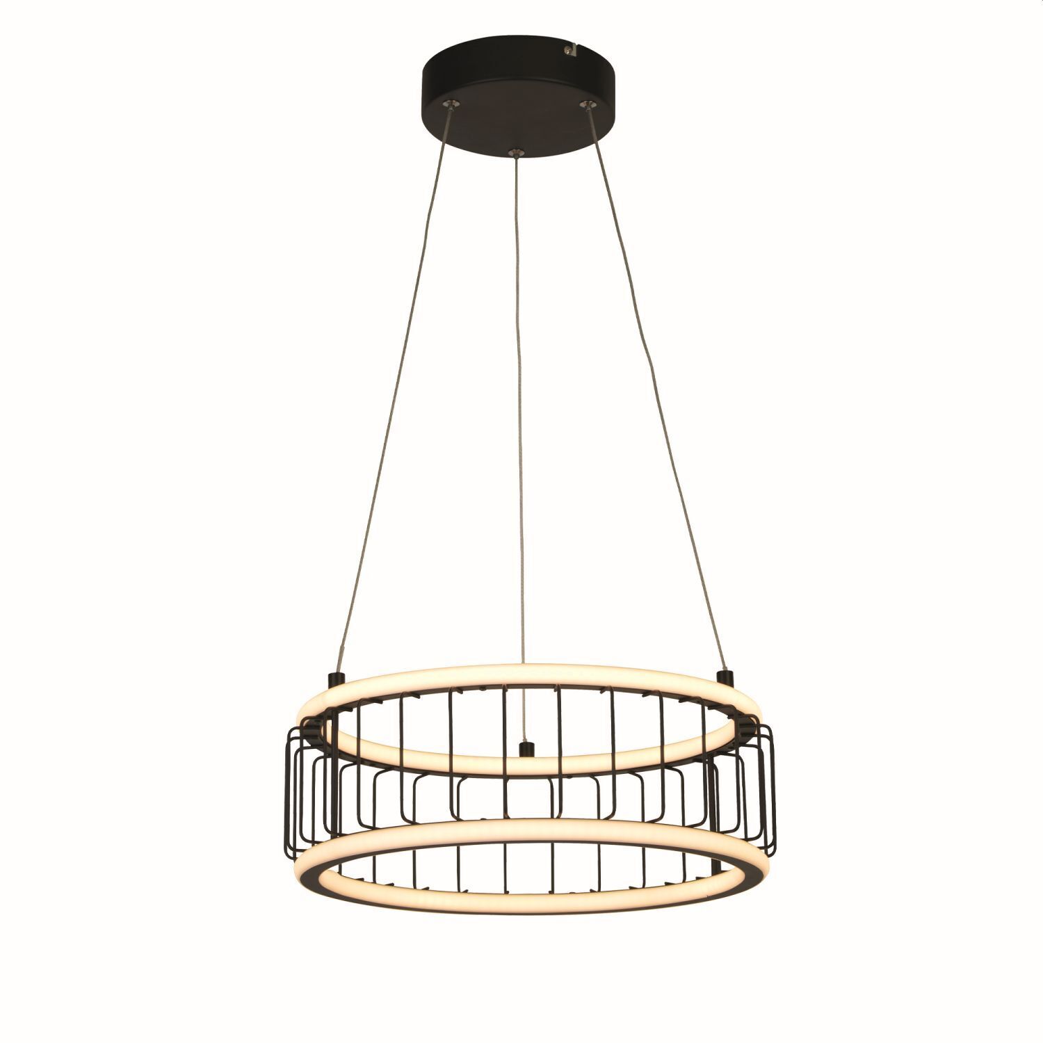 Suspension LED Ring Ø 38 cm Noir Blanc 3000 K 1976 lm