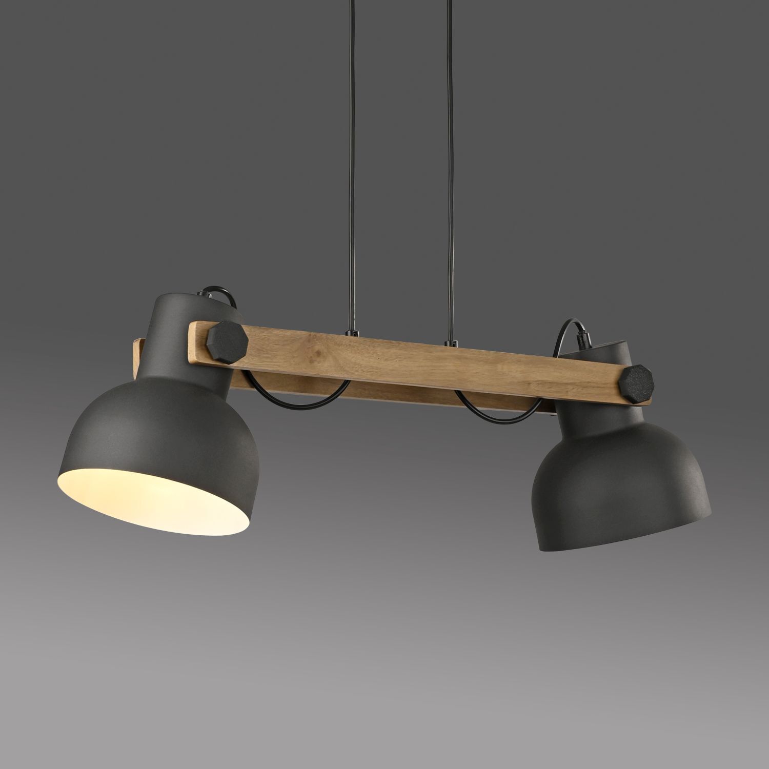 Industrial Pendelleuchte Holz Metall E27 flexibel Leuchte, Lampe