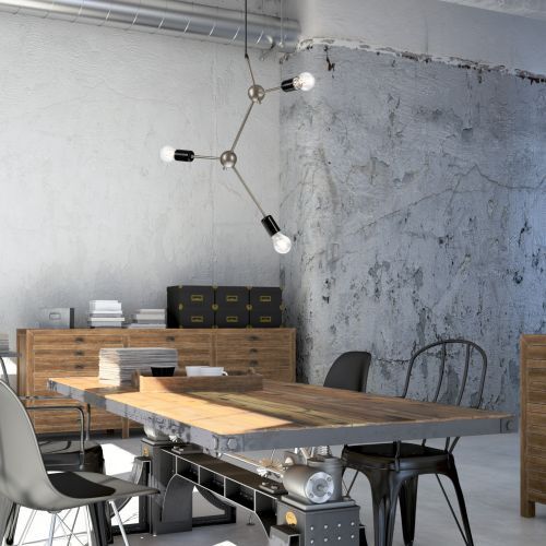 Lampe à suspendre 3-flmg acier inoxydable métal table à manger