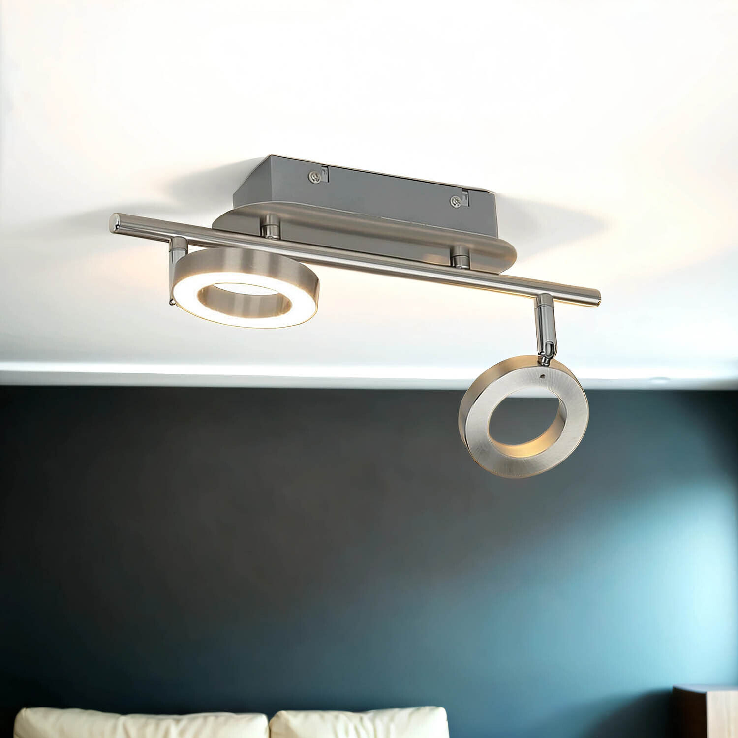 Spot de plafond LED allongé 34 cm 2 flammes salon