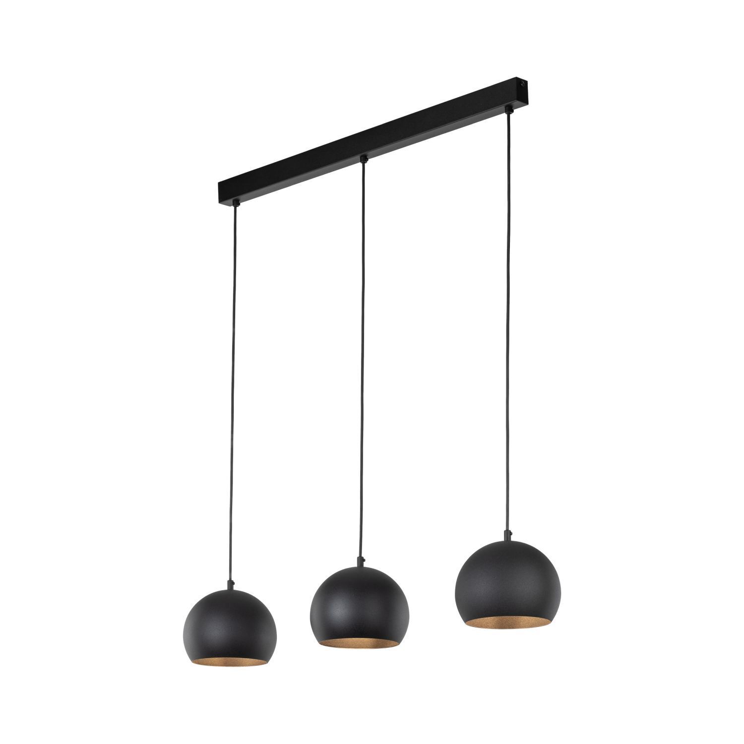 Suspension noire 3 flammes E27 L : 81 cm réglable en hauteur