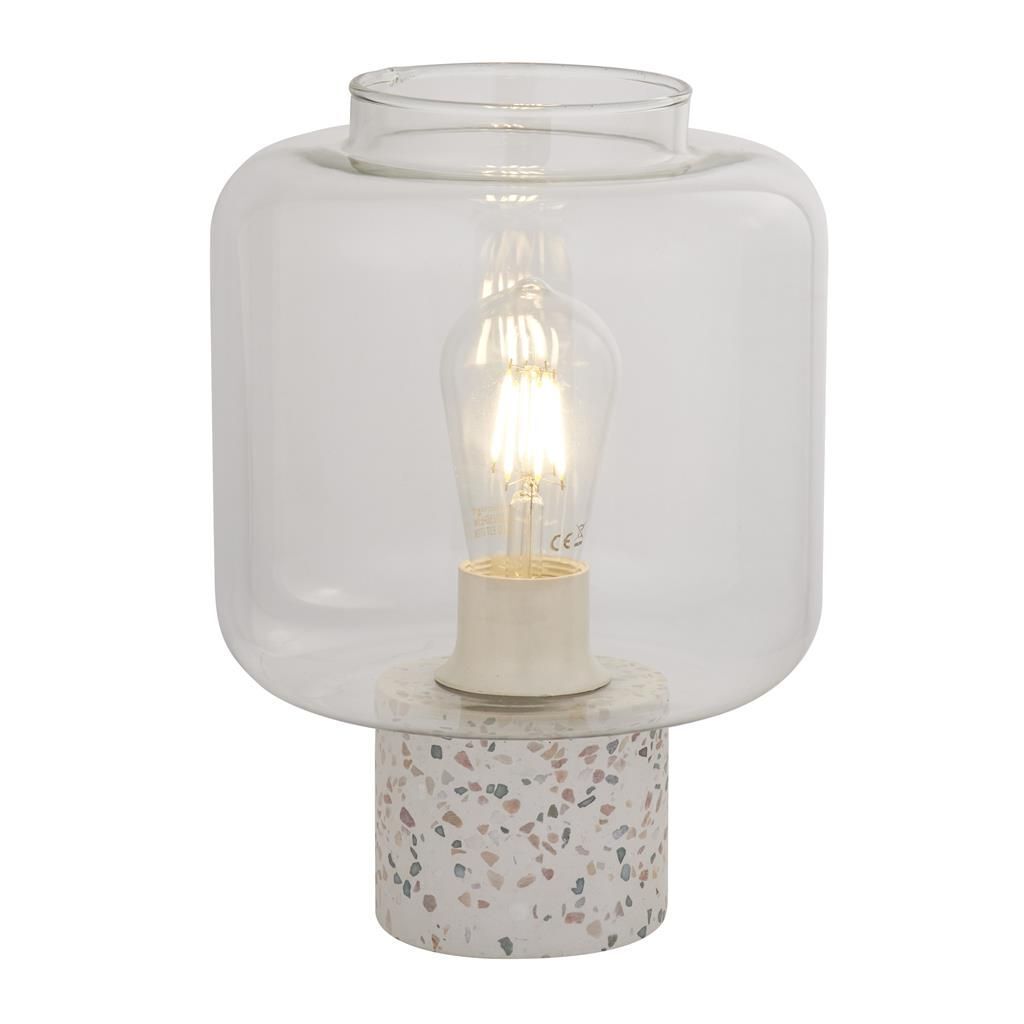 Lampe de table Blanc 28 cm petit verre Béton Terrazzo E27