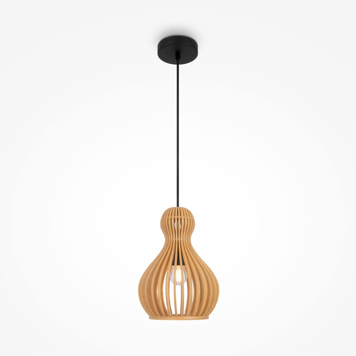 Suspension métal bois Ø 20 cm rond H : max. 329,5 cm Lampe, Kronleuchter