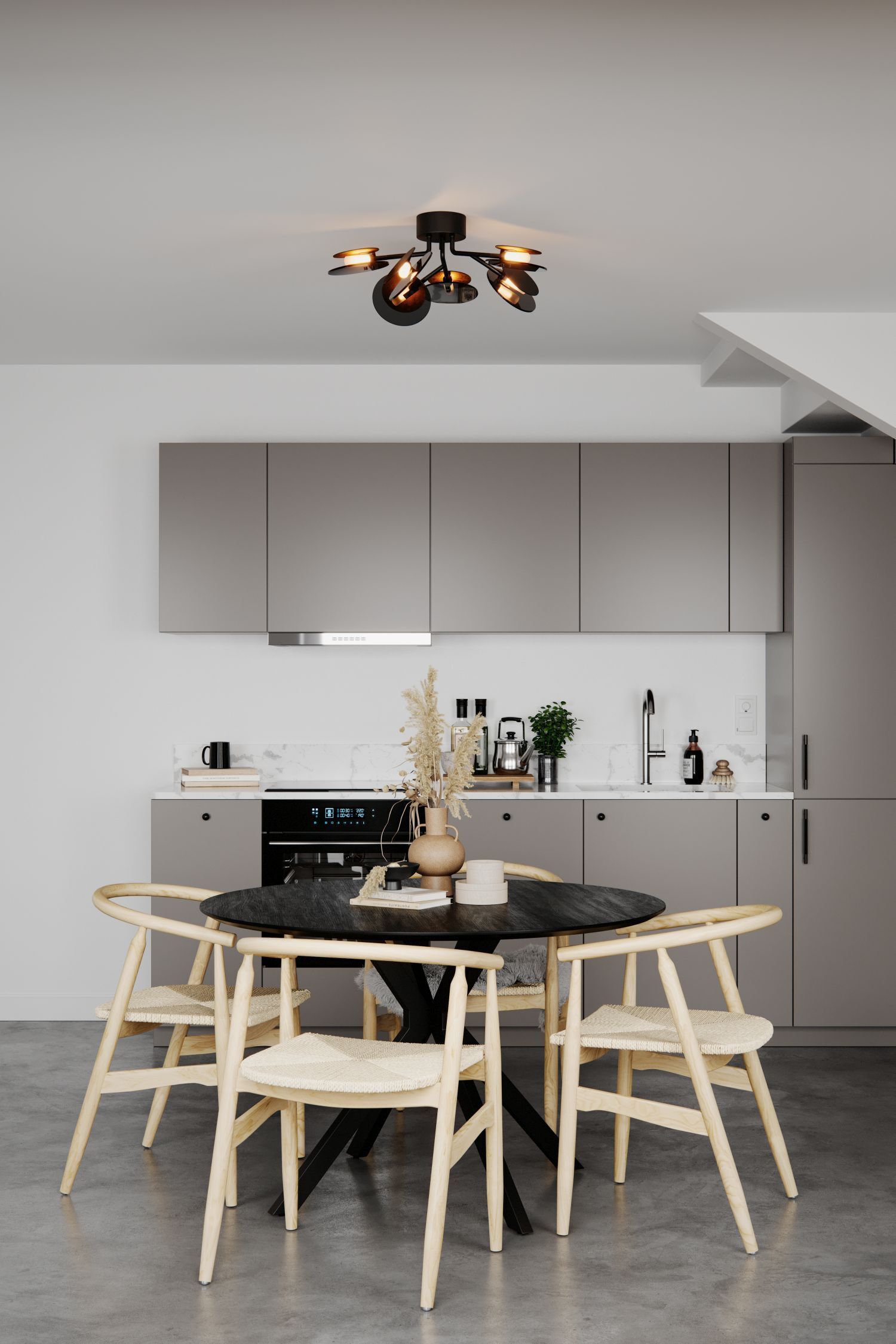 Plafonnier métal verre largeur 70 cm 6x G9 Moderne Drinnen, Innenarchitektur, Küche, Esstisch, Esszimmer