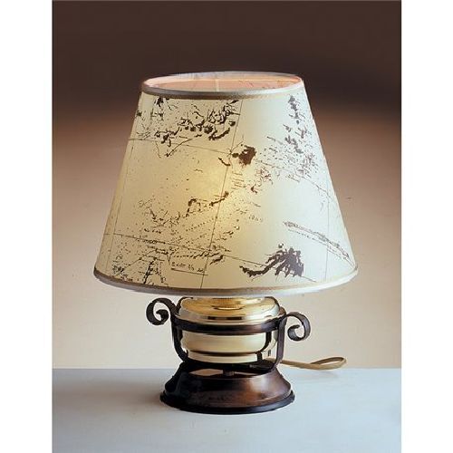 Petite lampe de table crème laiton rond 34cm Maritim