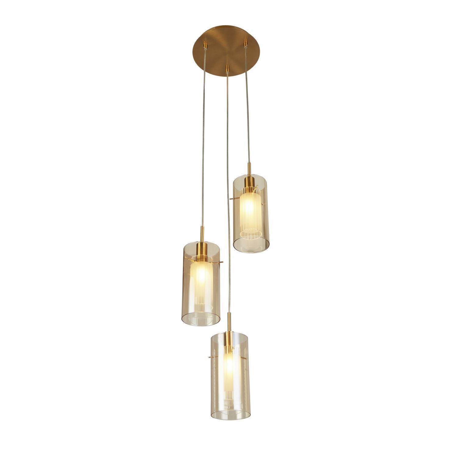 Suspension 3 flammes E14 D : 26 cm Verre Métal Moderne