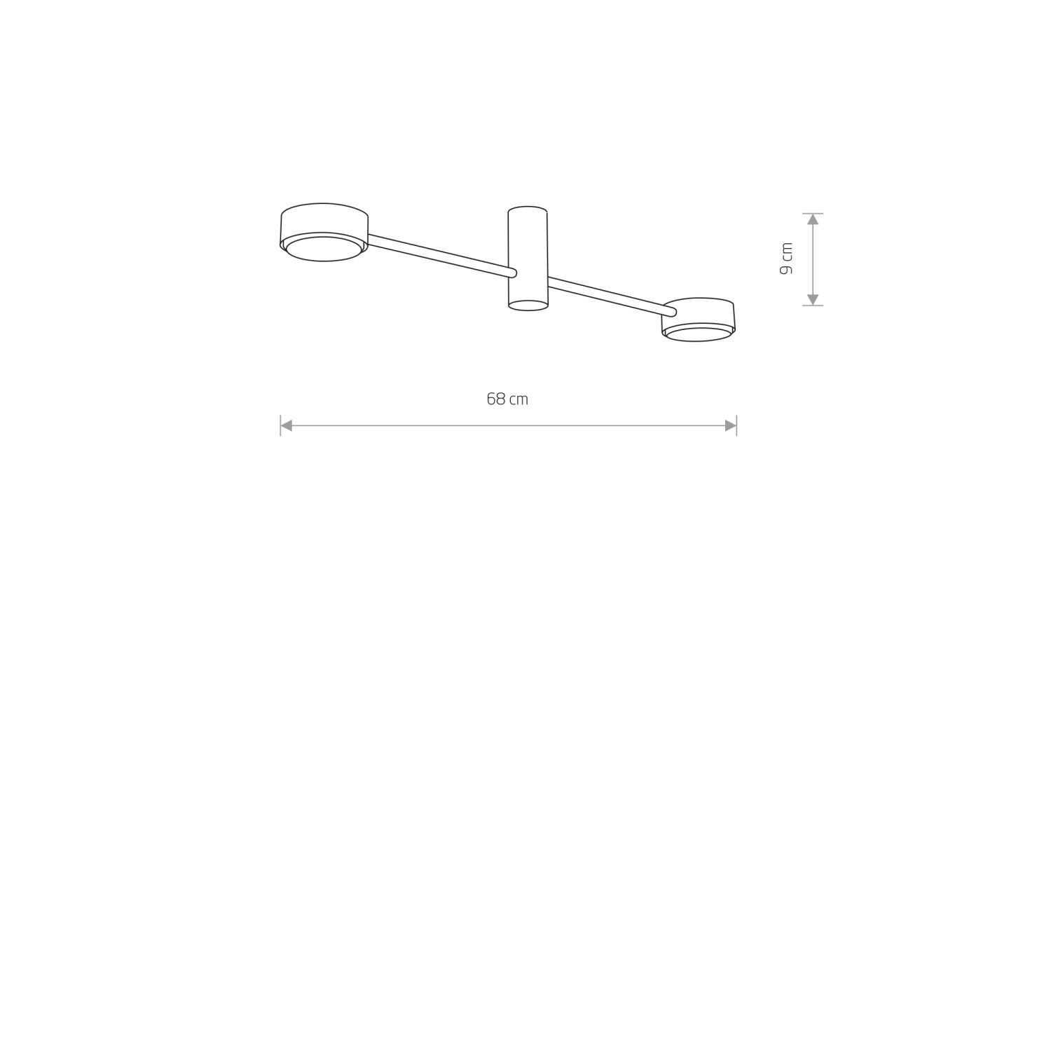Plafonnier à 2 flammes blanc GX53 métal 68 cm de long