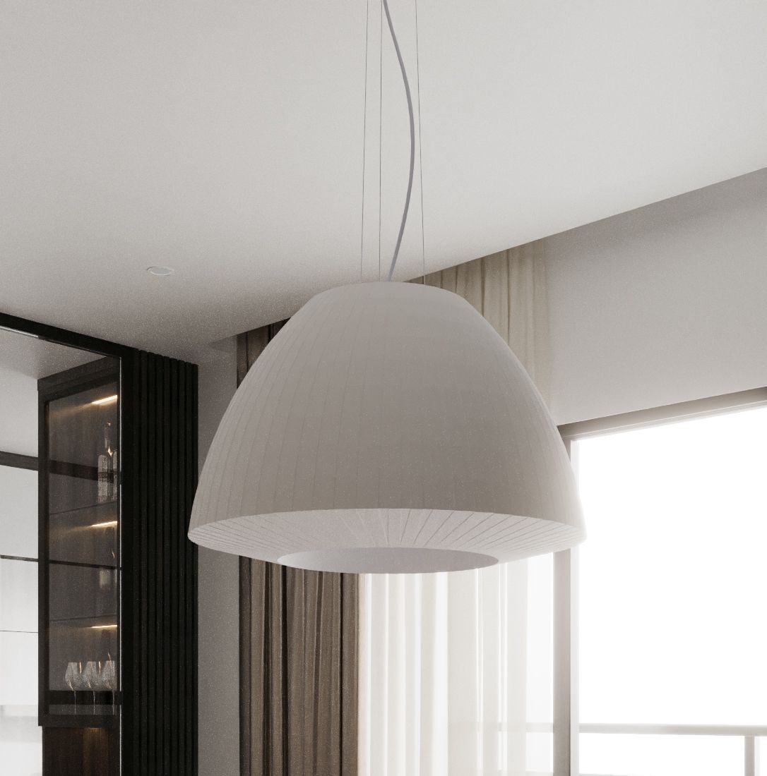 Suspension Blanc Tissu Verre Ø 60 cm grand 3x E27 DIYA