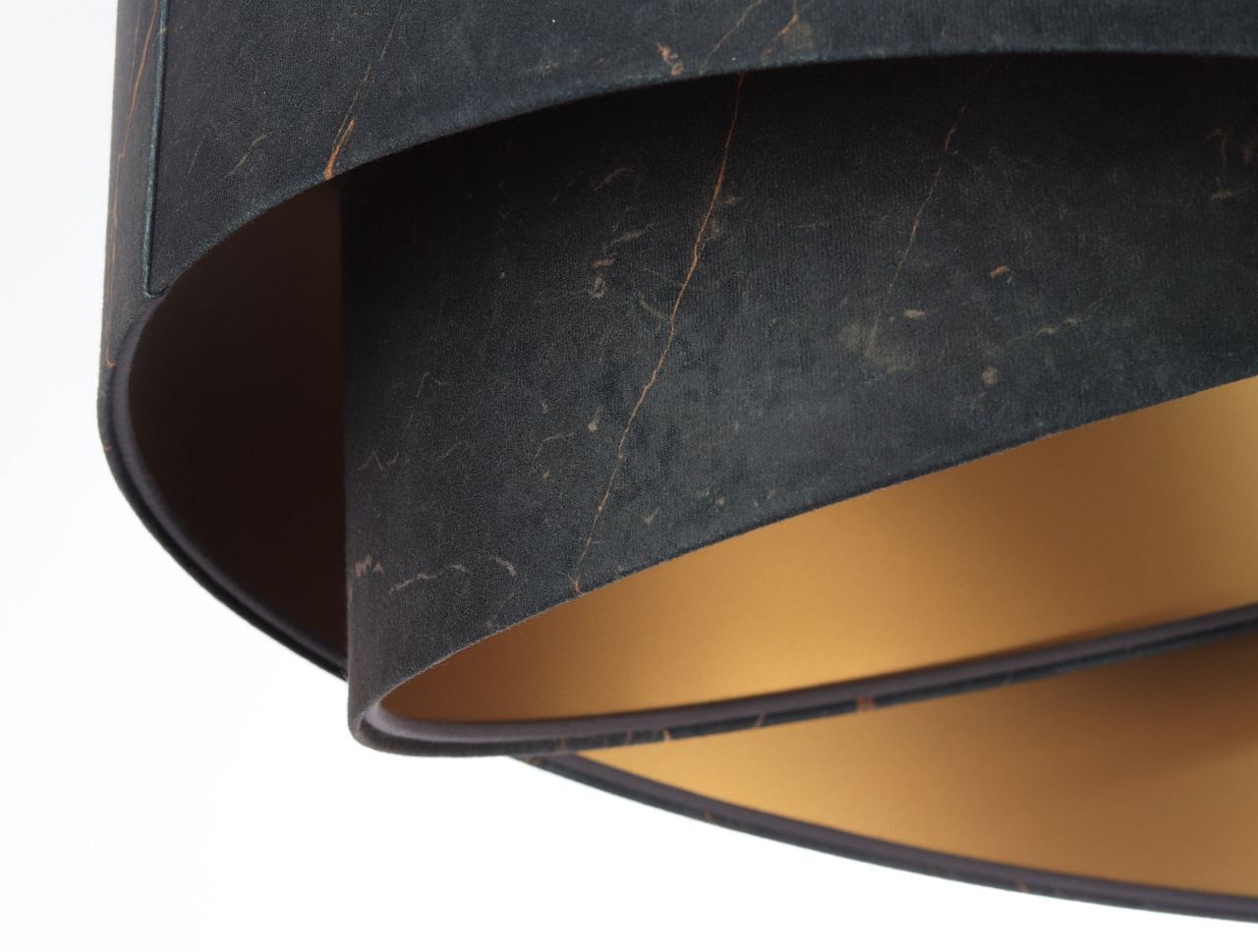 Suspension noir marbré or E27 aspect velours