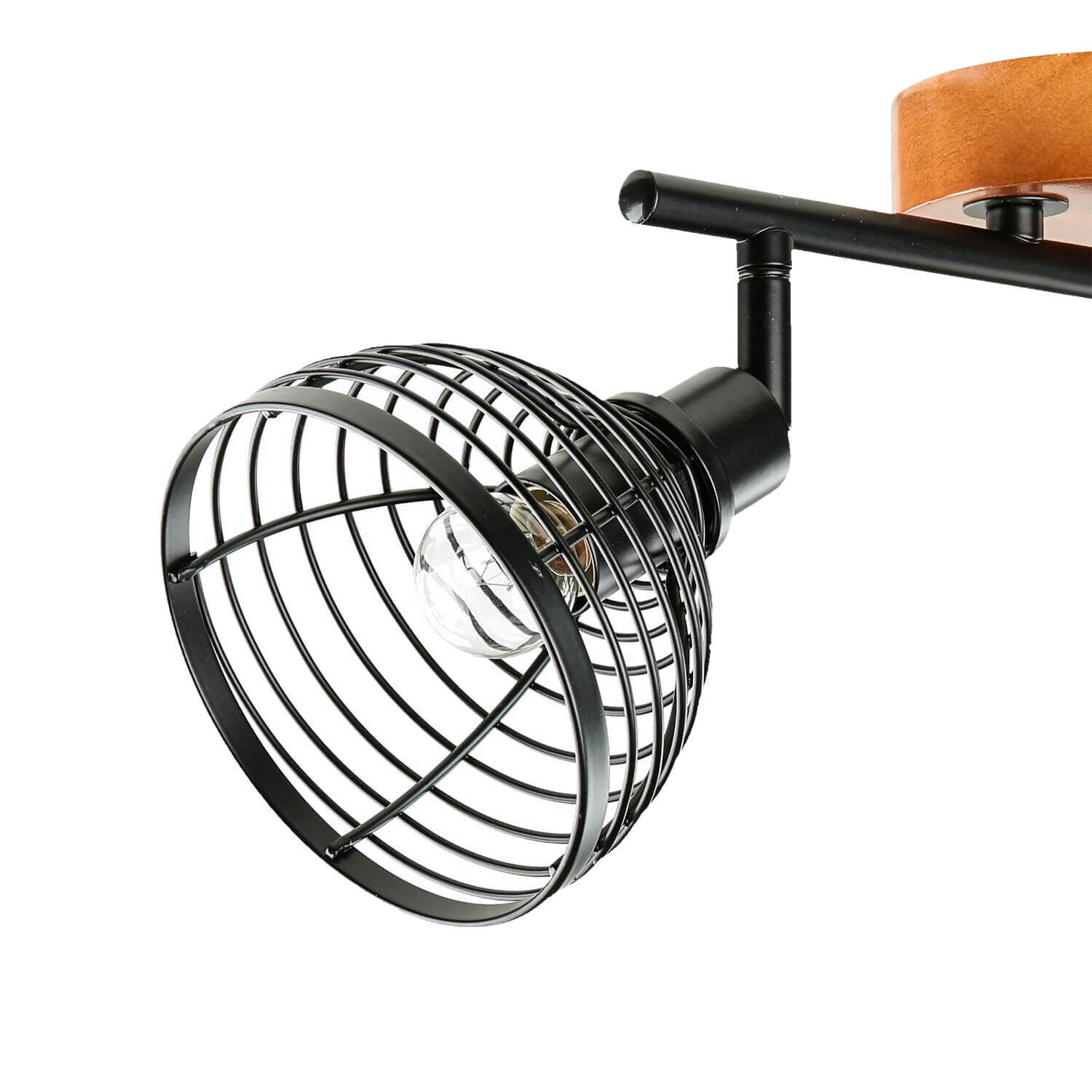 Spot de plafond rétro design bois métal 2 flammes E14 Beleuchtung, Badezimmer, Drinnen, Zimmer, Duscharmatur