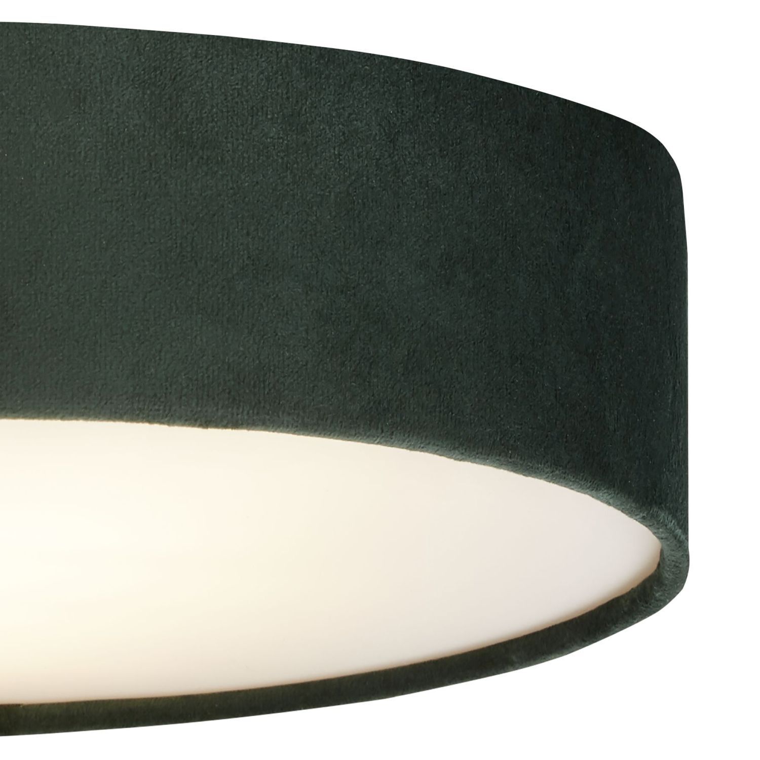 Plafonnier velours Abat-jour rond Ø 50cm H : 10cm Vert 3x E27
