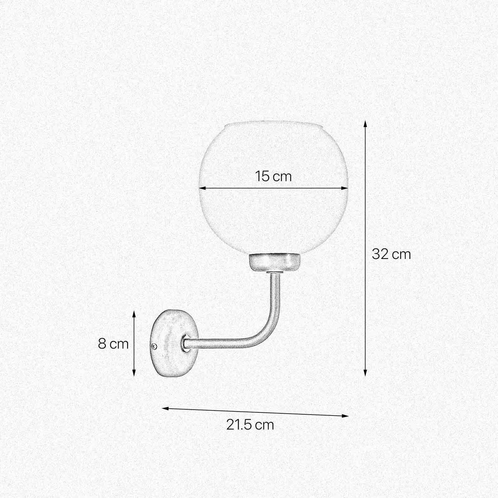 Applique laiton verre H : 32 cm en bronze blanc E27 boule